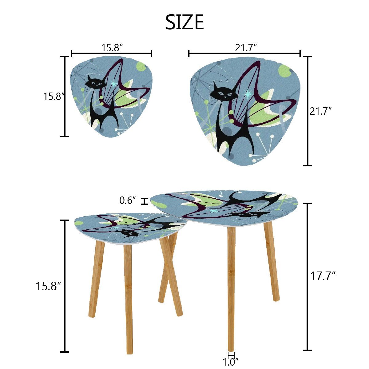 Kate McEnroe New York Retro Boomerang Atomic Cat Nesting Tables, MCM Starburst Accent FurnitureNesting TablesShaukzPKw7