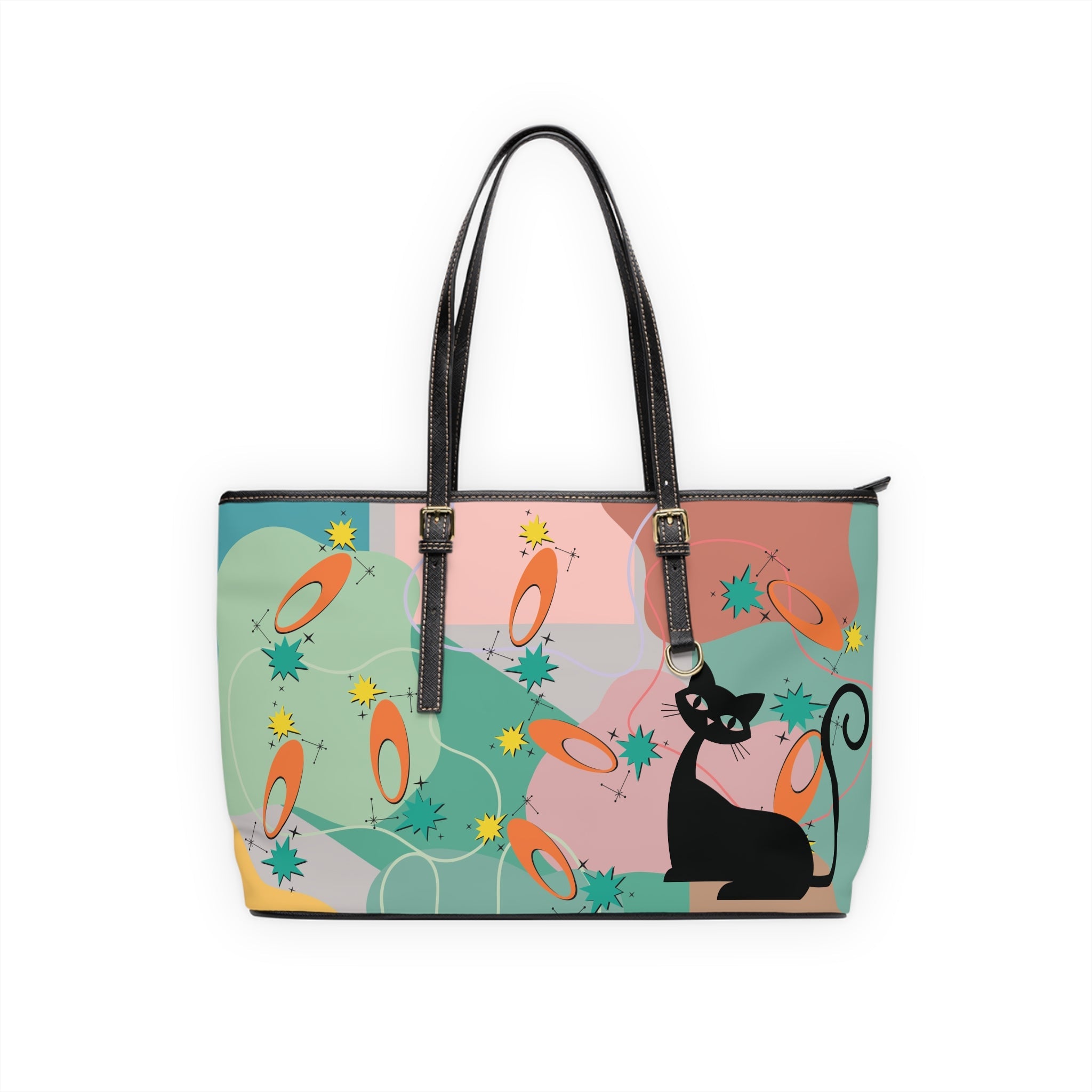 Kate McEnroe New York Retro Boomerang Atomic Cat Purse, 50s Kitsch Starburst Tote, Mid Mod Space Age MCM HandbagTotes25889637200334117509