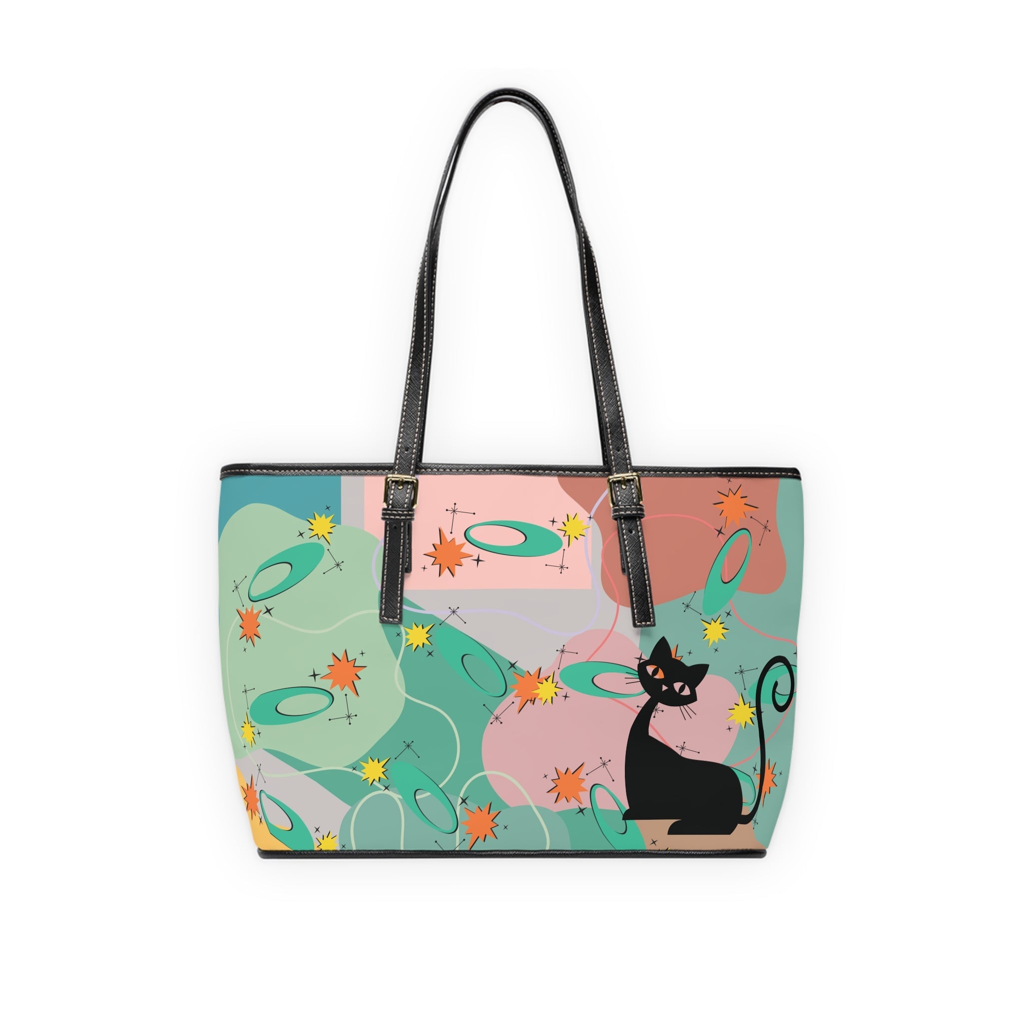 Kate McEnroe New York Retro Boomerang Atomic Cat Purse, 50s Kitsch Starburst Tote, Mid Mod Space Age MCM HandbagTotes25889637200334117509