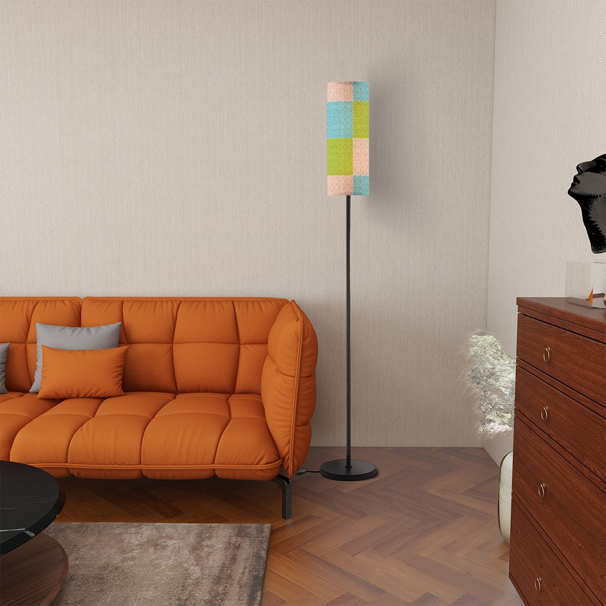 Kate McEnroe New York Retro Breeze Block Tall Floor Lamp, Mid Century Modern Blue Green Pink LightingFloor Lamps4DlCJ0gxqI