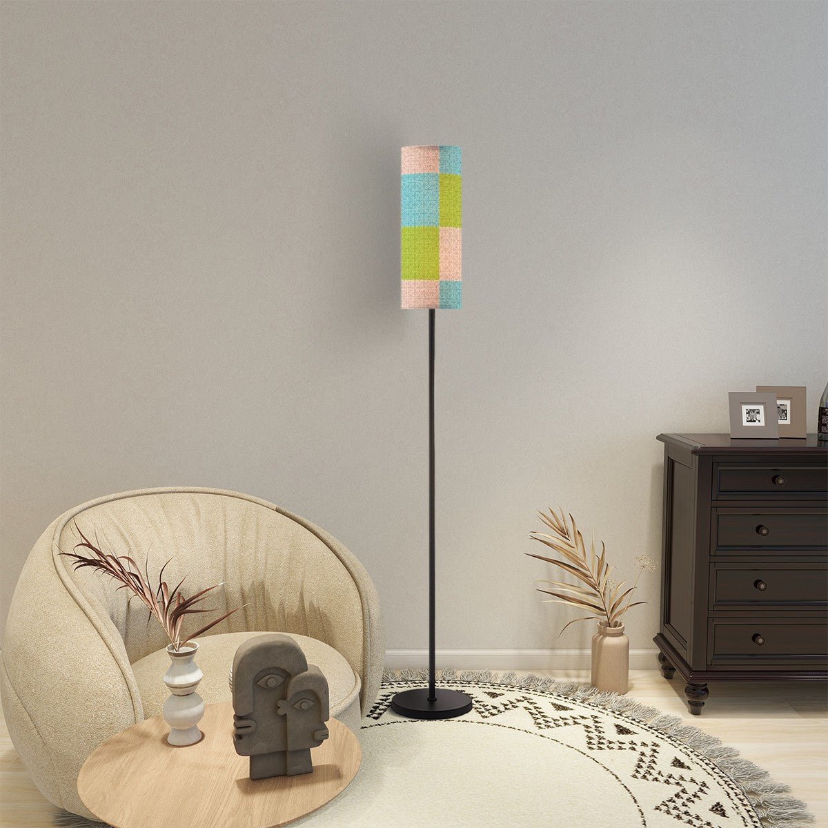 Kate McEnroe New York Retro Breeze Block Tall Floor Lamp, Mid Century Modern Blue Green Pink LightingFloor Lamps4DlCJ0gxqI