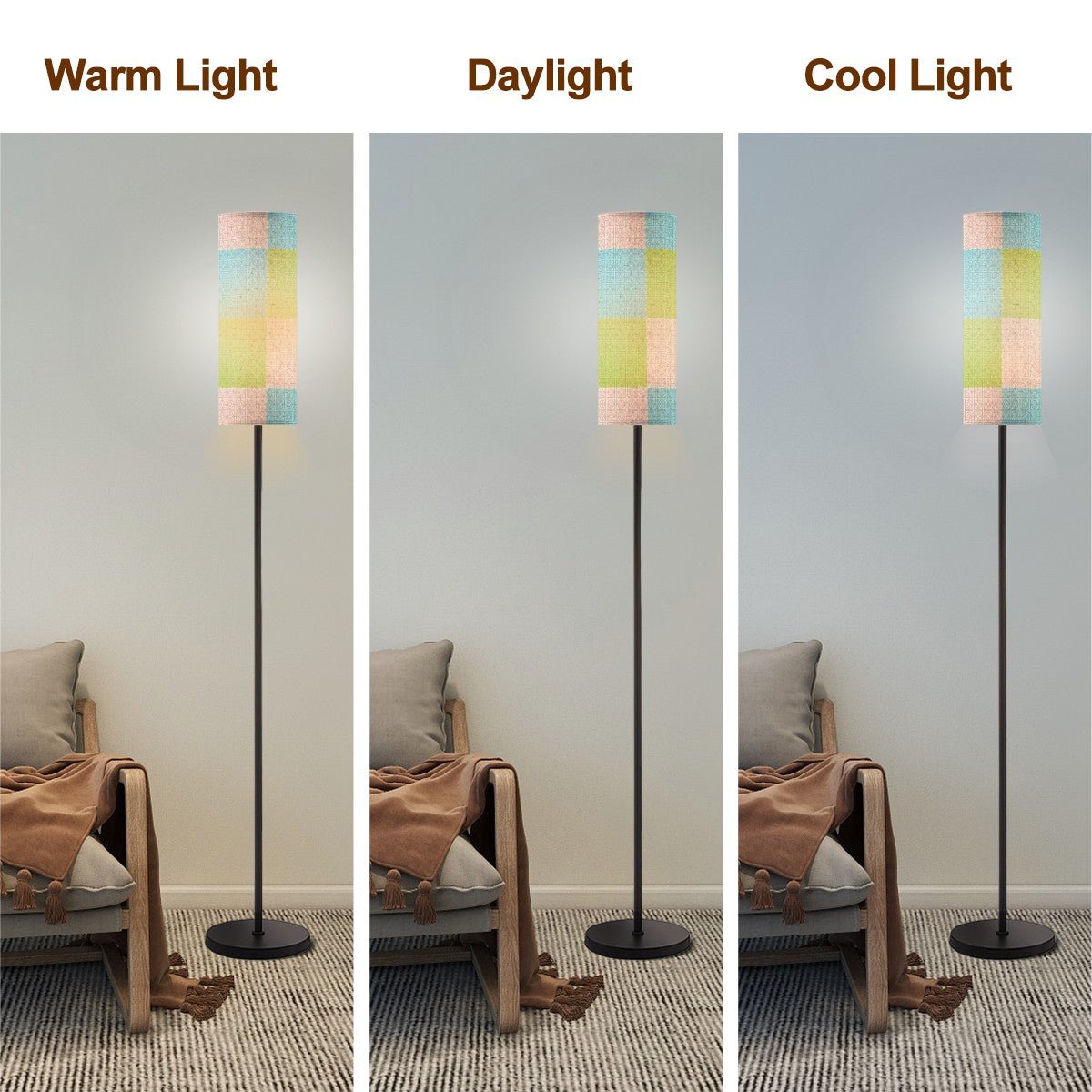 Kate McEnroe New York Retro Breeze Block Tall Floor Lamp, Mid Century Modern Blue Green Pink LightingFloor Lamps4DlCJ0gxqI