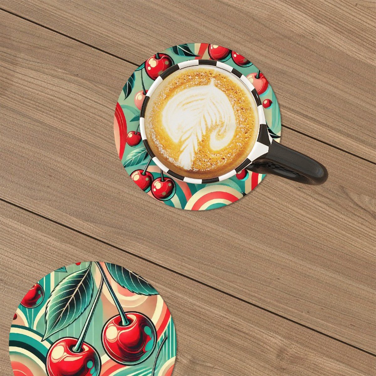 Kate McEnroe New York Retro Cherry Swirl Ceramic Coaster Set, Mid Century Modern 50s Kitsch Drink Coasters, Vintage Diner BarwareCoastersapQk3dVQpQ