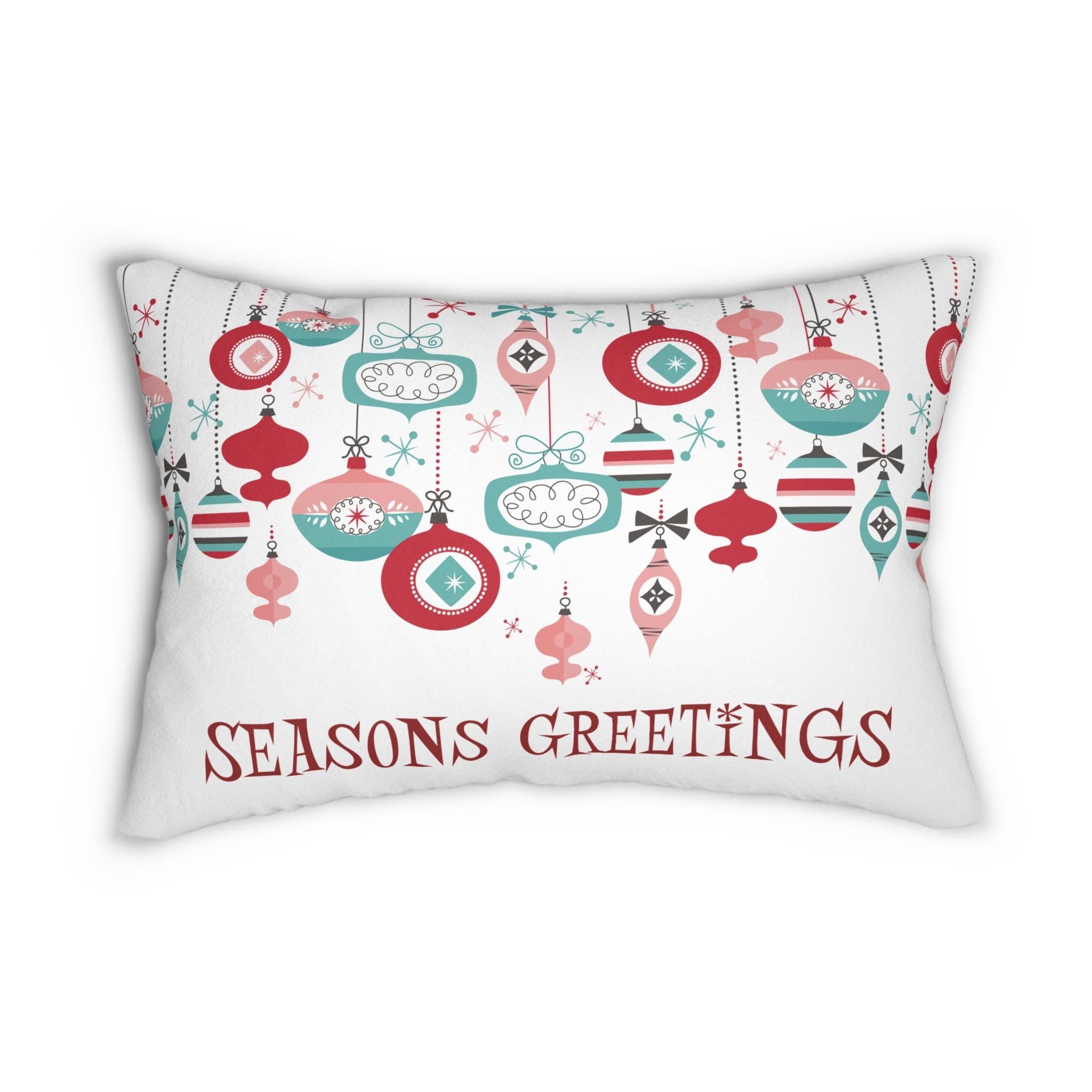 Kate McEnroe New York Retro Christmas Ornament Lumbar Pillow, Mid Century Modern Holiday DecorLumbar Pillows48908983546750768340