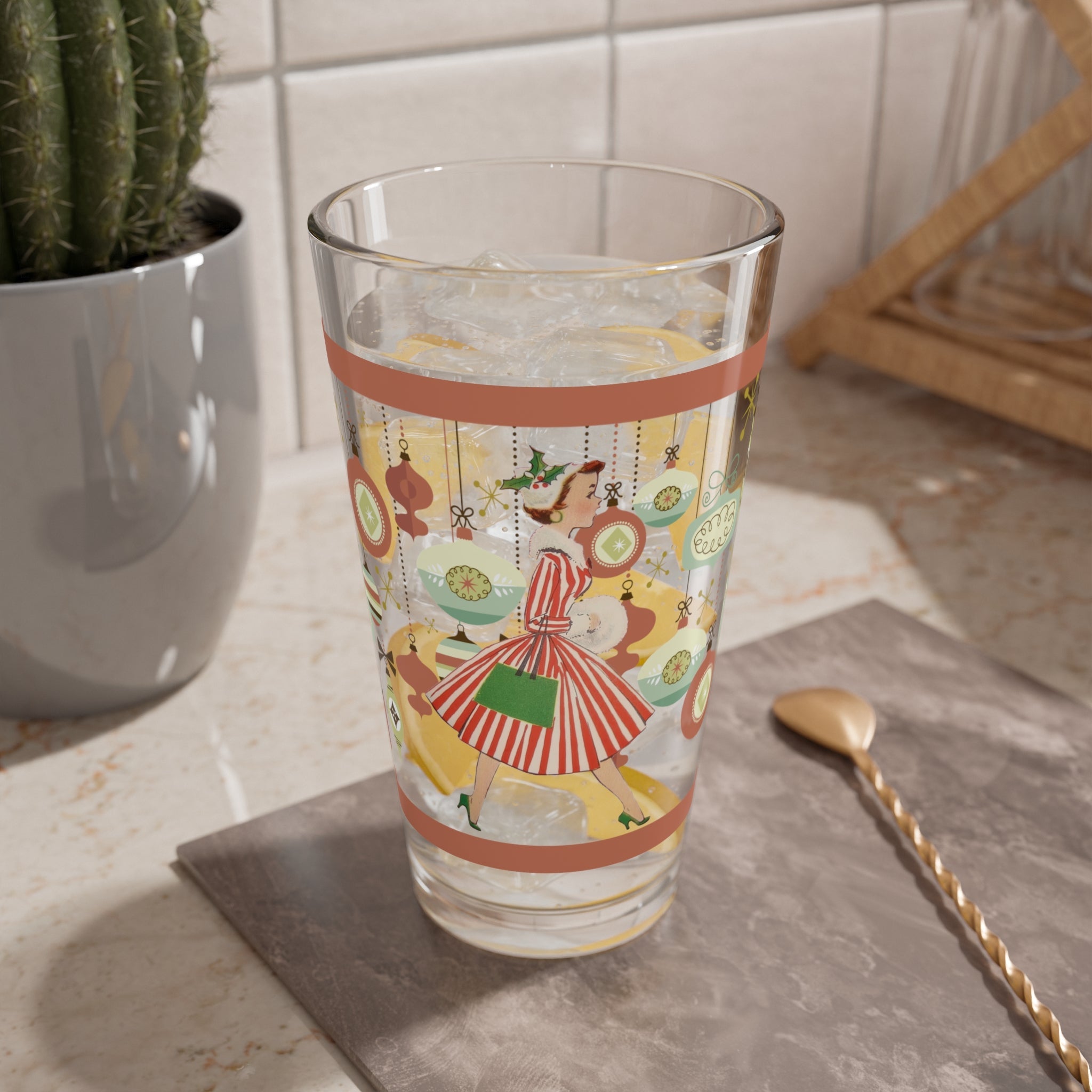 Kate McEnroe New York Retro Christmas Pint Glass Mid Century Kitsch 1950s Holiday BarwarePint Glasses12352461050968606006