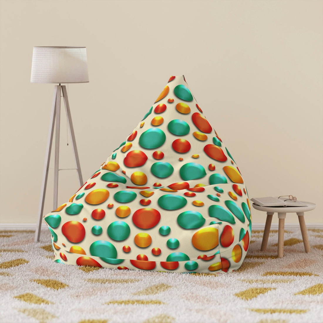 Kate McEnroe New York Retro Colorful Burbles Faux Embossed Bean Bag Chair Cover Bean Bag Chair Covers 38&quot; × 42&quot; × 29&quot; / Without insert 26509490355510103597