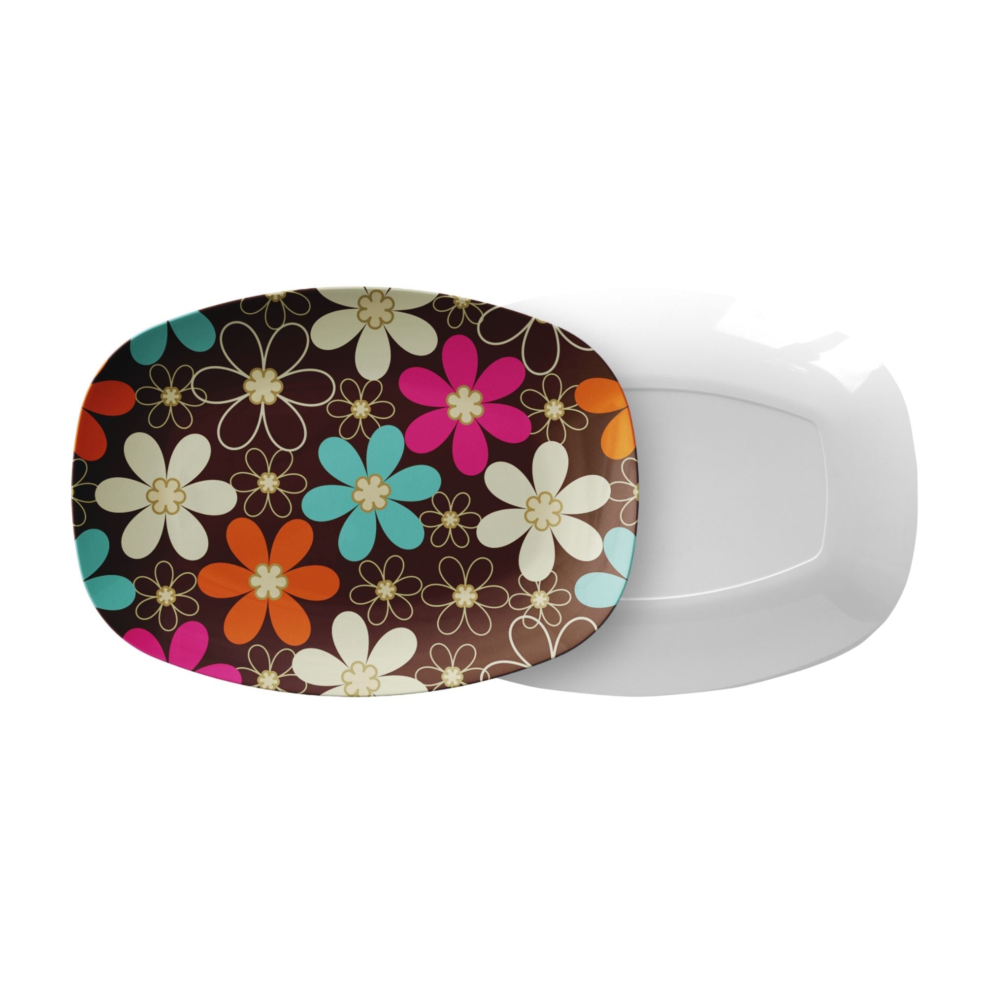 Kate McEnroe New York Retro Daisy Floral Serving Platter, Groovy Mid Century Modern DishServing Platters
