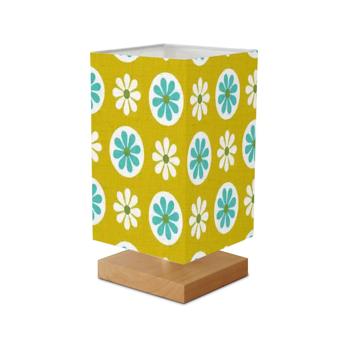 Kate McEnroe New York Retro Daisy Mid Century Modern Table Lamp, MCM Teal Floral Desk Light, Groovy Mod Office AccentTable LampsQz8MF0vfKH