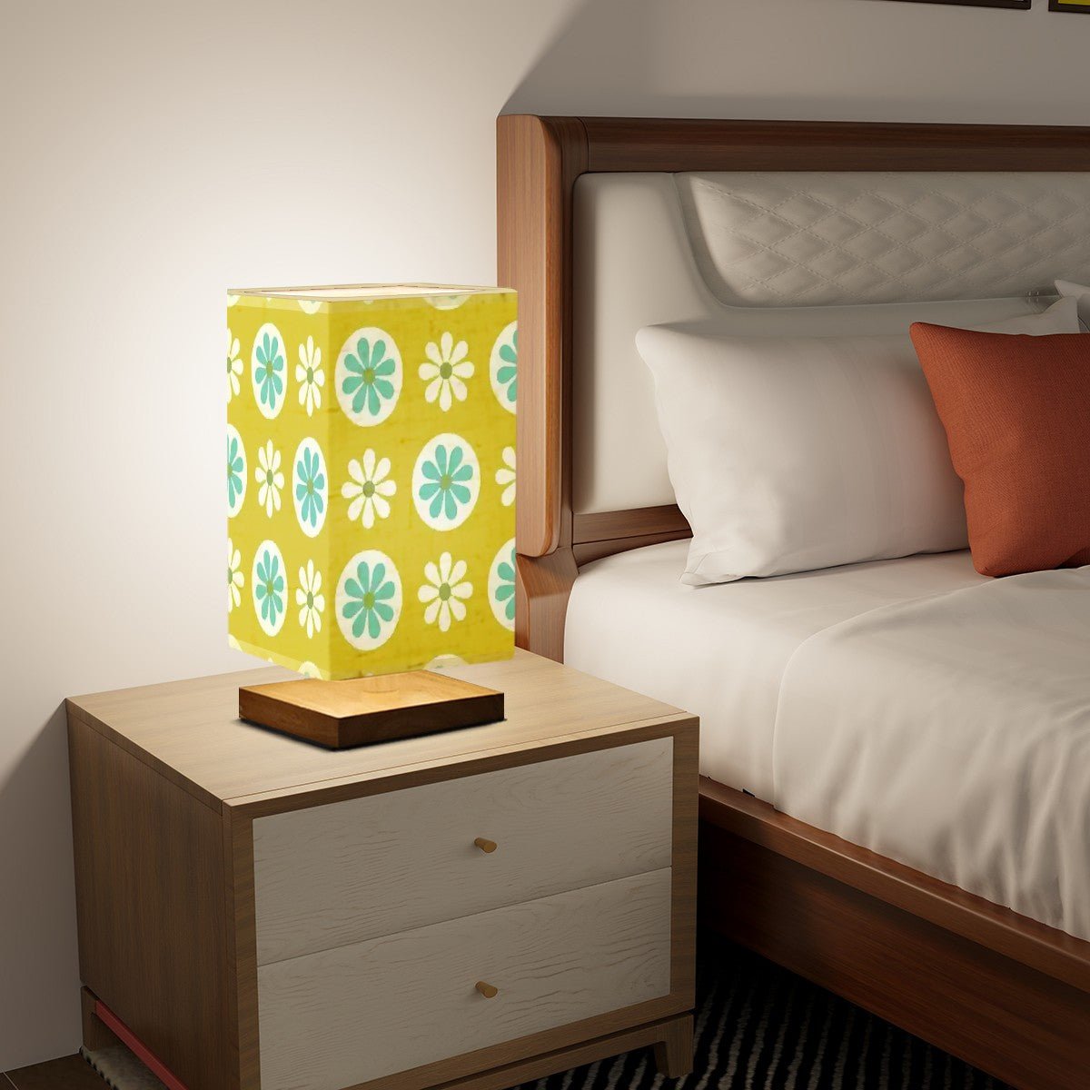 Kate McEnroe New York Retro Daisy Mid Century Modern Table Lamp, MCM Teal Floral Desk Light, Groovy Mod Office AccentTable LampsQz8MF0vfKH