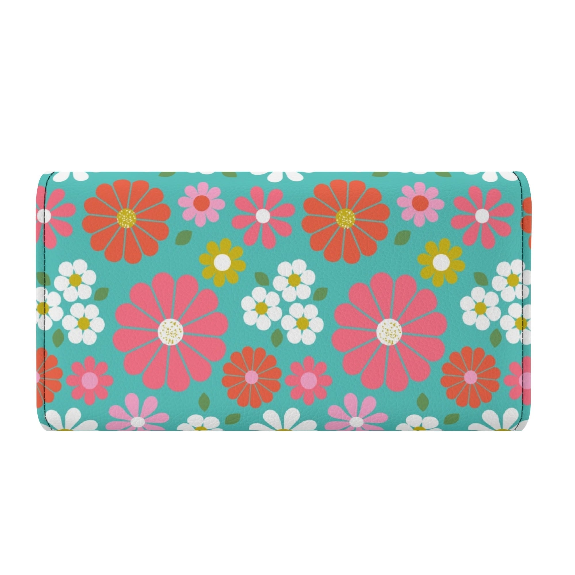 Kate McEnroe New York Retro Daisy Trifold Wallet, Mid Century Modern Floral Long Clutch, Groovy Hippie Flower Power PurseWalletsN7MQMK7W - 1