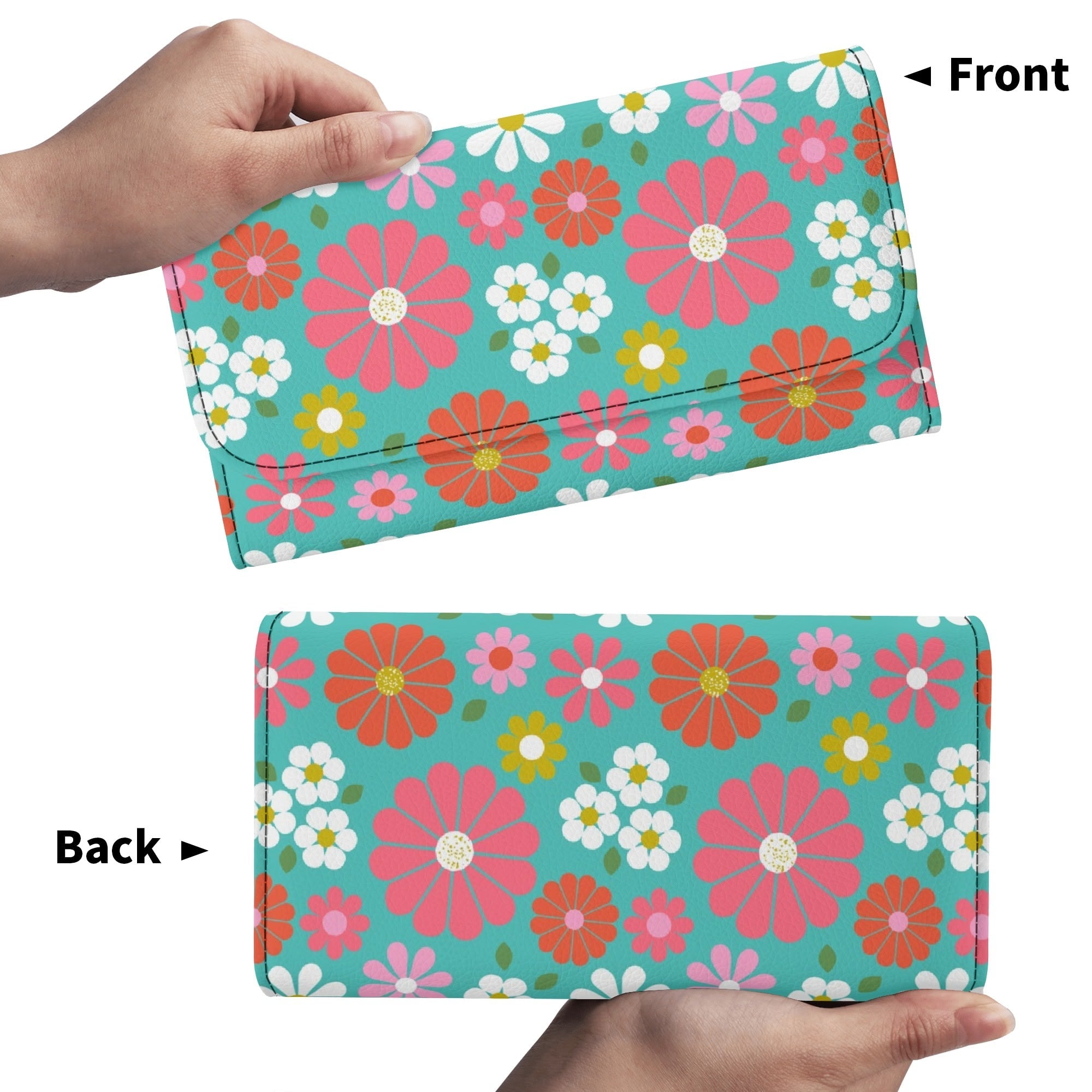 Kate McEnroe New York Retro Daisy Trifold Wallet, Mid Century Modern Floral Long Clutch, Groovy Hippie Flower Power PurseWalletsN7MQMK7W - 1