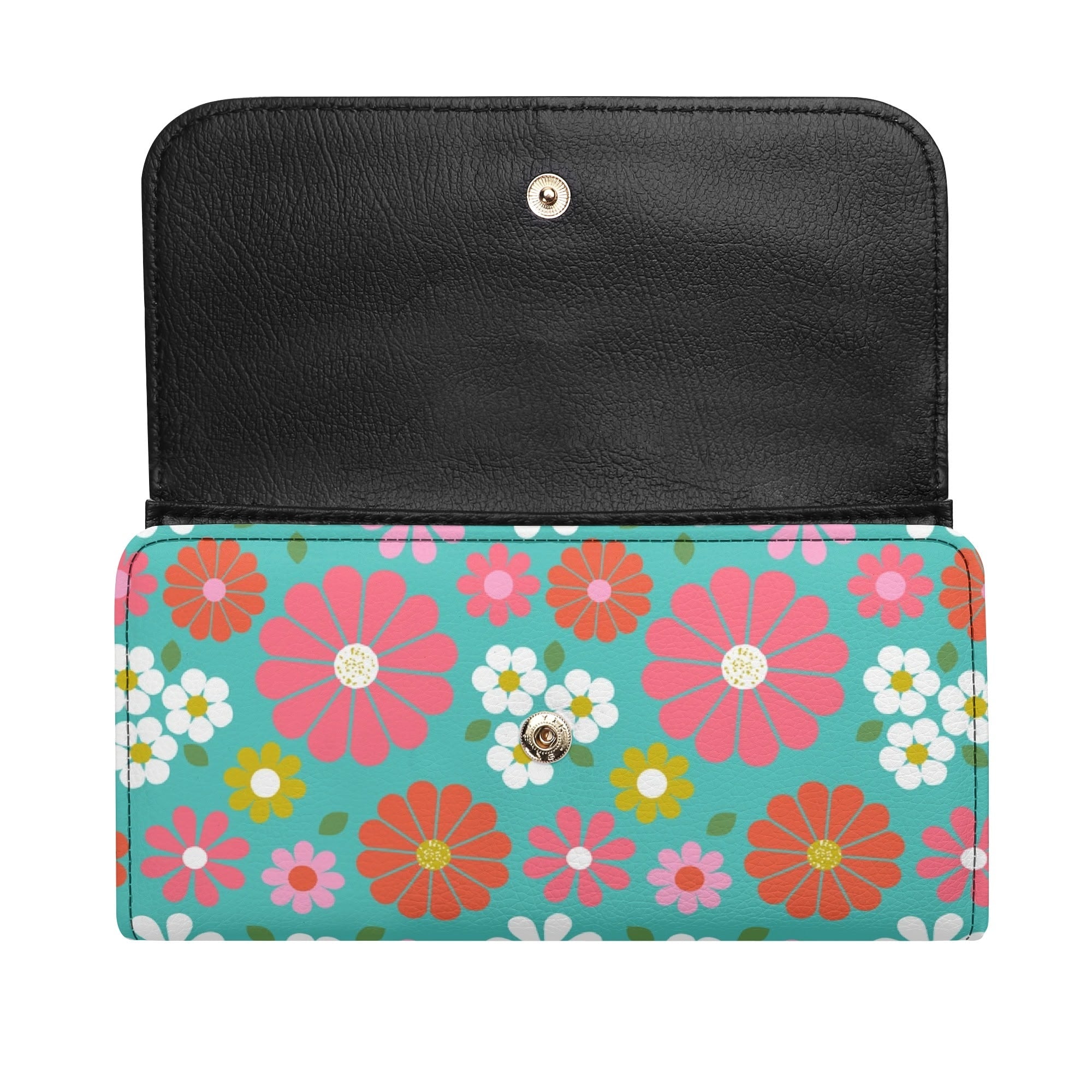 Kate McEnroe New York Retro Daisy Trifold Wallet, Mid Century Modern Floral Long Clutch, Groovy Hippie Flower Power PurseWalletsN7MQMK7W - 1