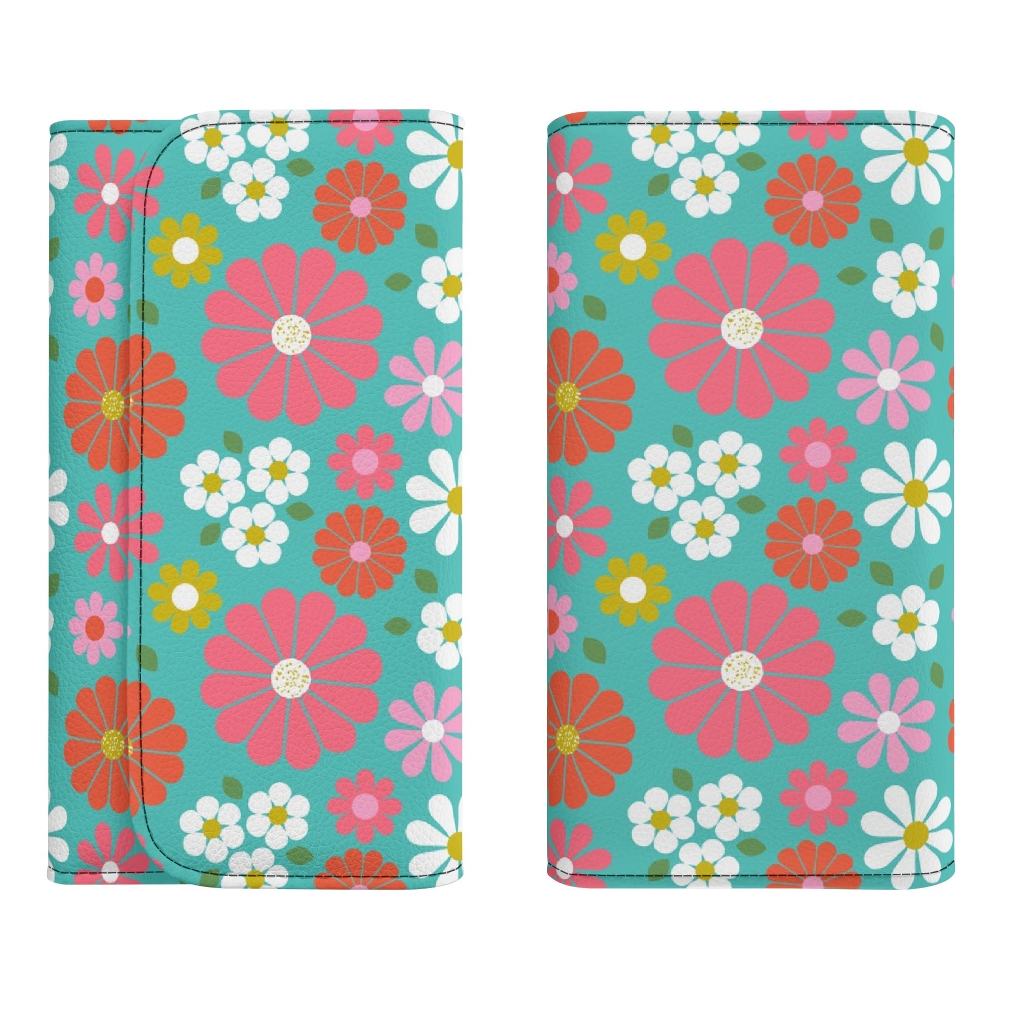 Kate McEnroe New York Retro Daisy Trifold Wallet, Mid Century Modern Floral Long Clutch, Groovy Hippie Flower Power PurseWalletsN7MQMK7W - 1