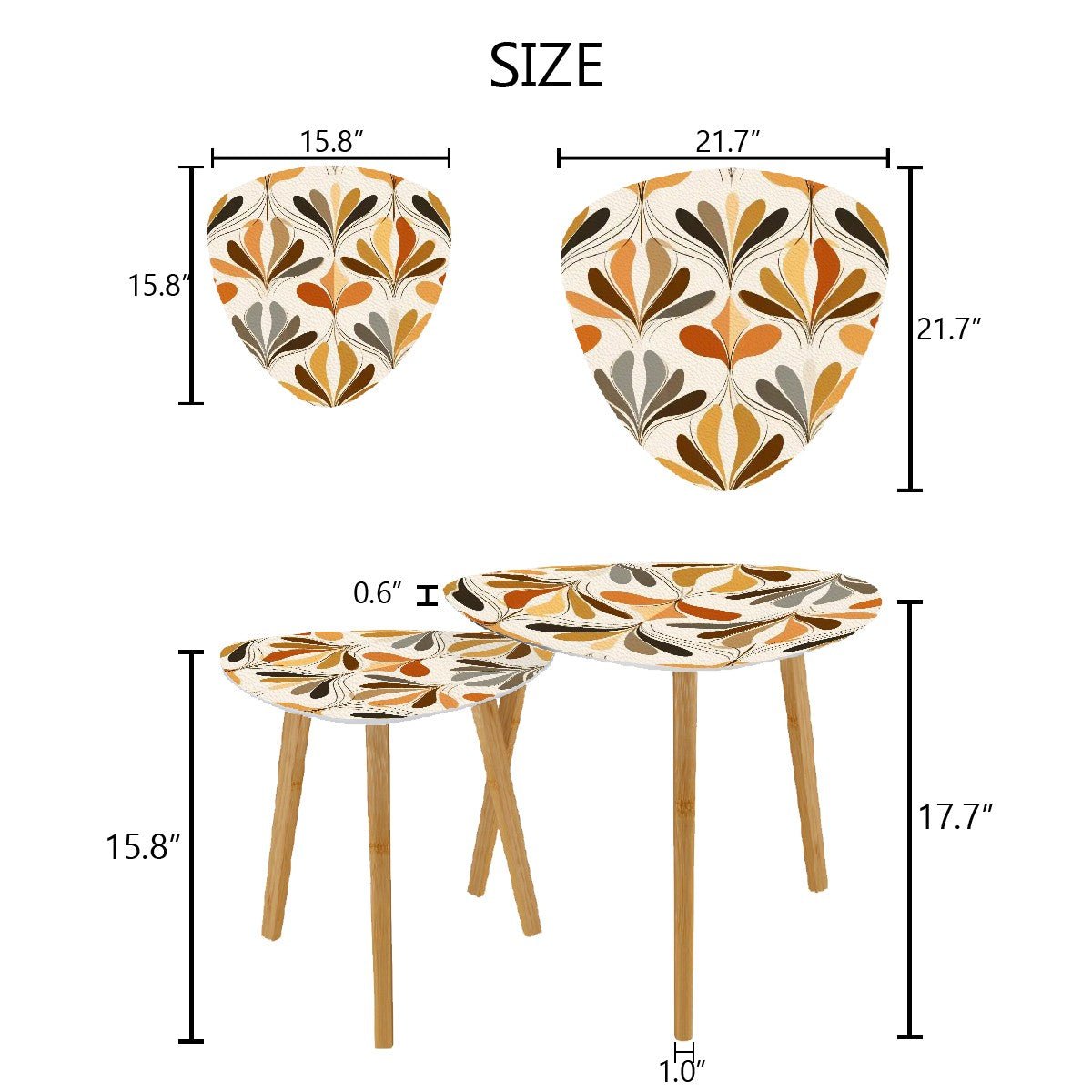 Kate McEnroe New York Retro Danish Floral Nesting Tables, Mid Century Modern Scandi Fall Accent DecorNesting TablesxucLAIViCI