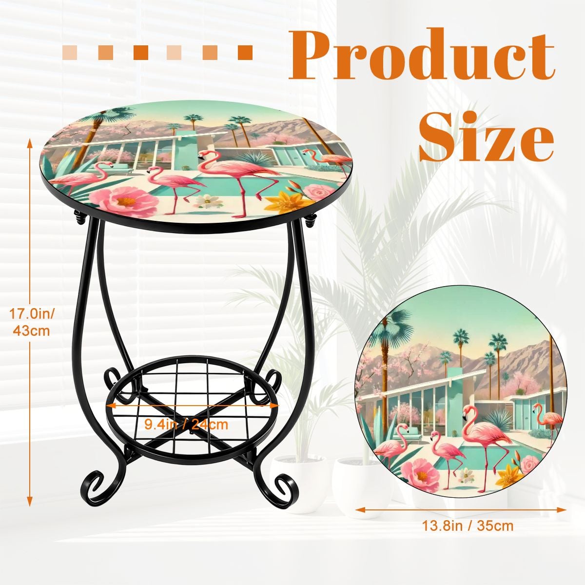 Kate McEnroe New York Retro Flamingo Patio Side Table, Mid Century Modern Indoor Outdoor Accentoutdoor side tablefdPJVqsS1I