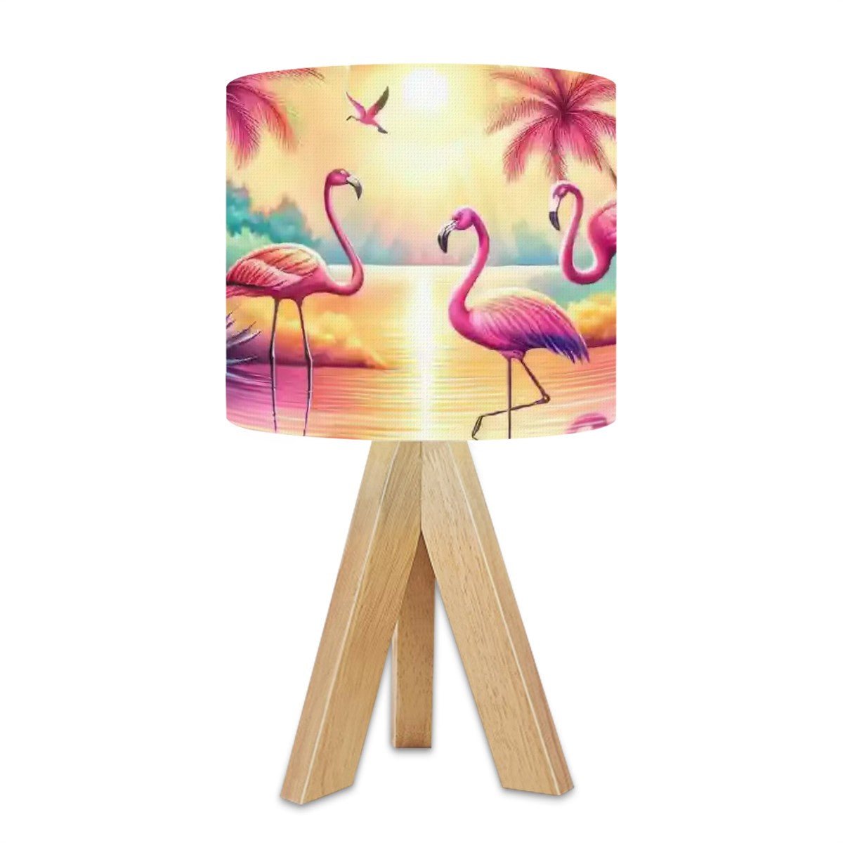 Kate McEnroe New York Retro Flamingo Sunset Table Lamp, Mid Century Tropical Palm Tripod Light, Kitsch Coastal Desk LampTable LampsfHg59MsMRZ