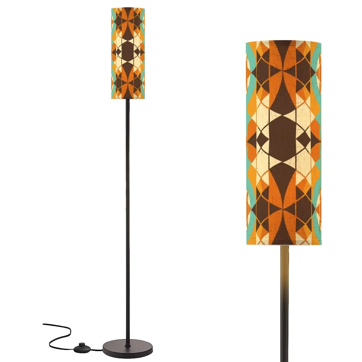 Kate McEnroe New York Retro Floor Lamp Geometric Mid Century Modern Teal Orange BrownSlim Floor Lampsxid0Z3heZF