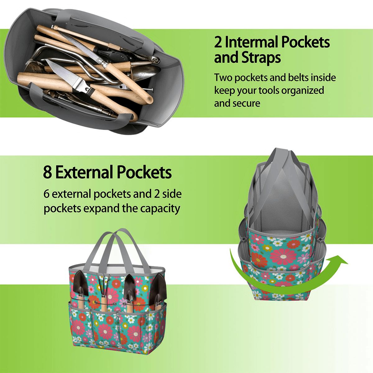 Kate McEnroe New York Retro Floral Garden Tool Tote Bag Gardening Organizer CaddyGarden Tool BagKiELgb7cwh