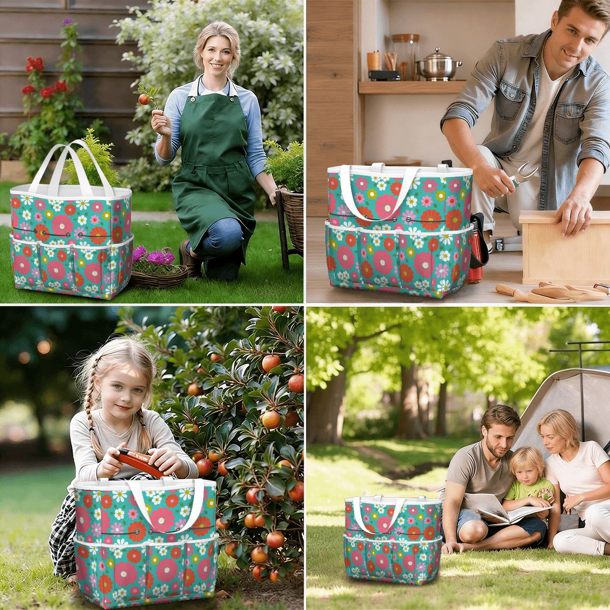 Kate McEnroe New York Retro Floral Garden Tool Tote Bag Gardening Organizer CaddyGarden Tool BagKiELgb7cwh