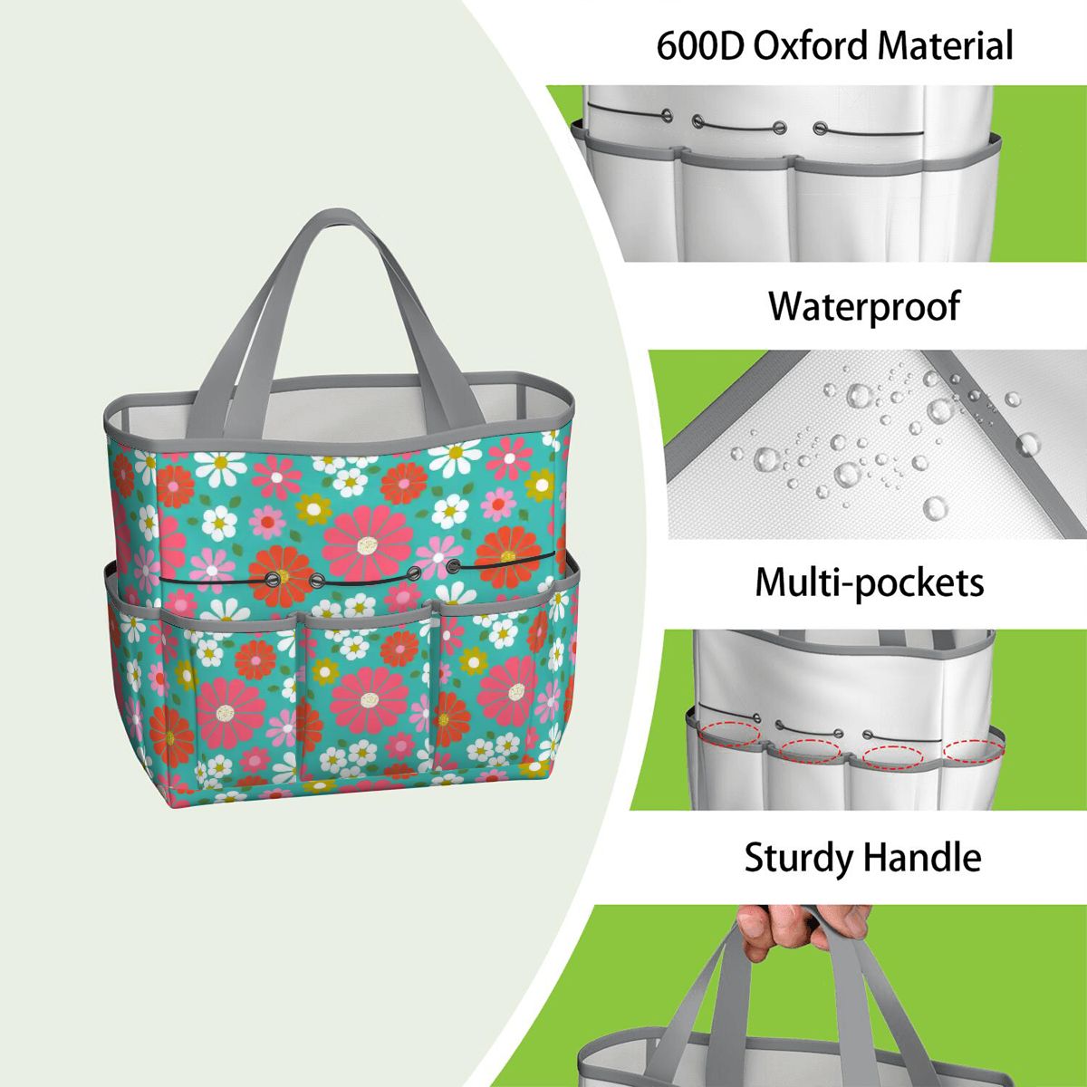 Kate McEnroe New York Retro Floral Garden Tool Tote Bag Gardening Organizer CaddyGarden Tool BagKiELgb7cwh