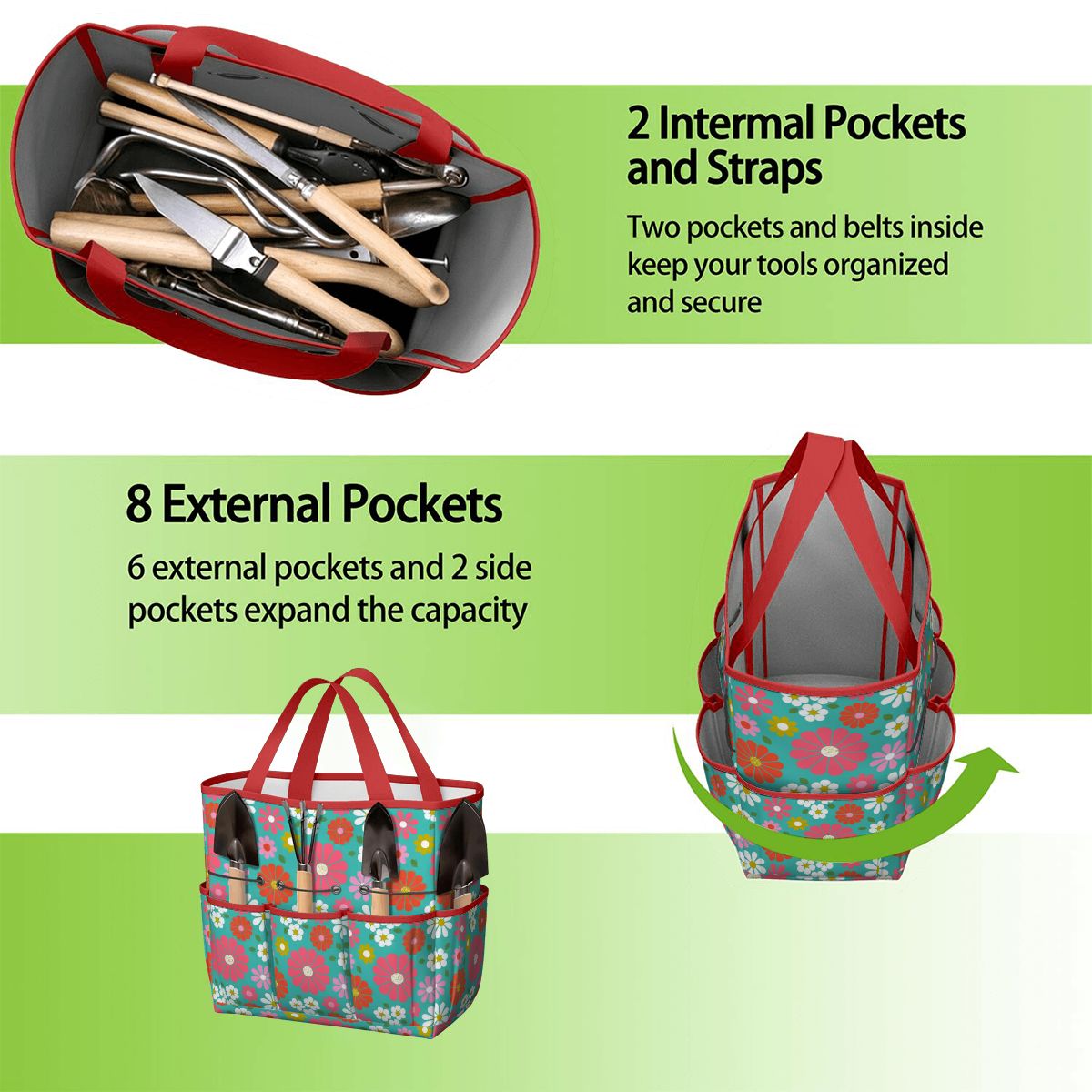 Kate McEnroe New York Retro Floral Garden Tool Tote Bag Gardening Organizer CaddyGarden Tool BagKiELgb7cwh