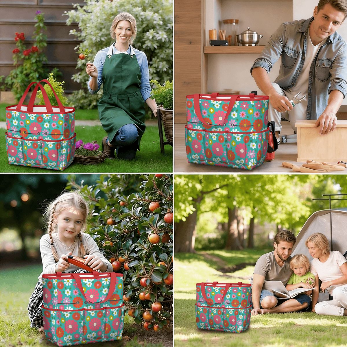 Kate McEnroe New York Retro Floral Garden Tool Tote Bag Gardening Organizer CaddyGarden Tool BagKiELgb7cwh