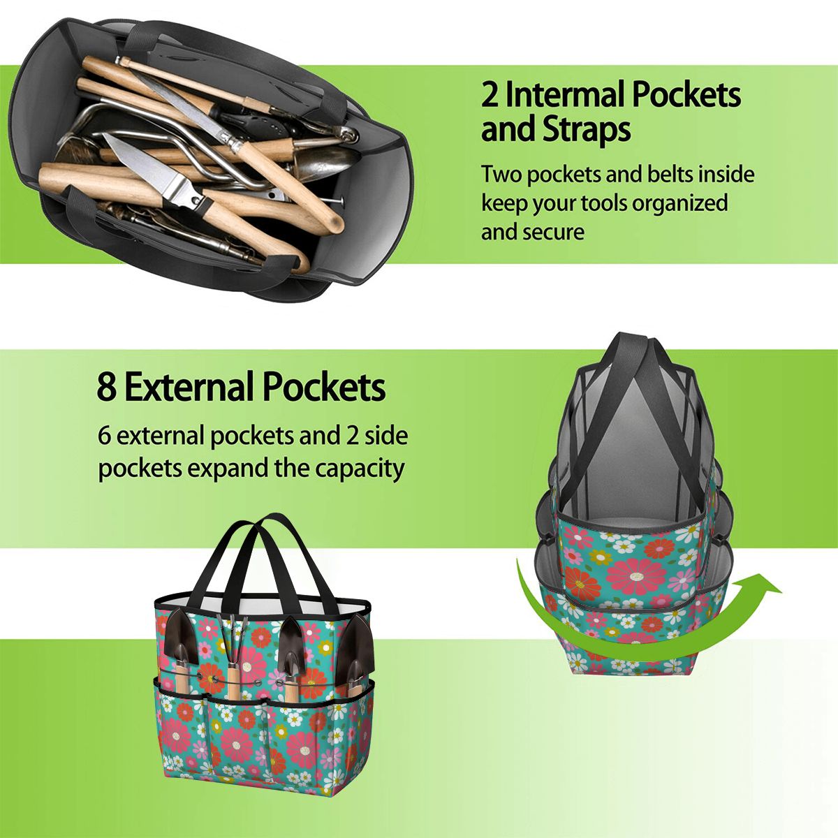 Kate McEnroe New York Retro Floral Garden Tool Tote Bag Gardening Organizer CaddyGarden Tool BagKiELgb7cwh