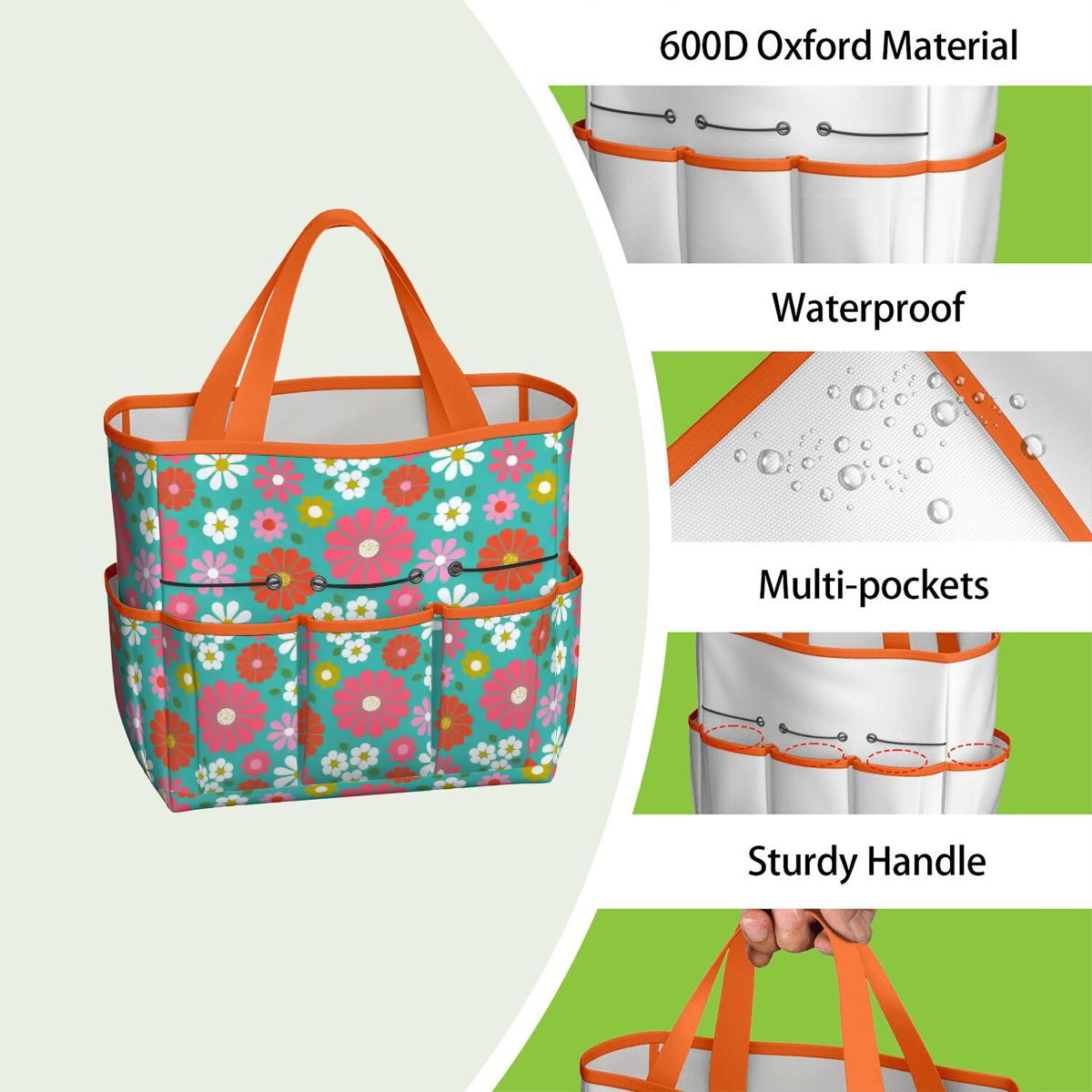 Kate McEnroe New York Retro Floral Garden Tool Tote Bag Gardening Organizer CaddyGarden Tool BagKiELgb7cwh