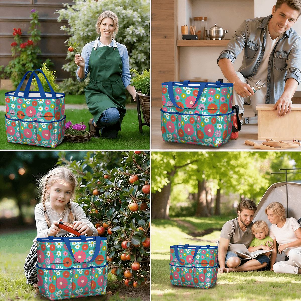 Kate McEnroe New York Retro Floral Garden Tool Tote Bag Gardening Organizer CaddyGarden Tool BagKiELgb7cwh