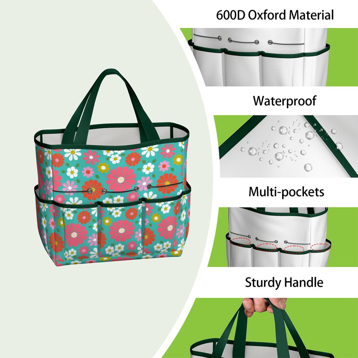 Kate McEnroe New York Retro Floral Garden Tool Tote Bag Gardening Organizer CaddyGarden Tool BagKiELgb7cwh