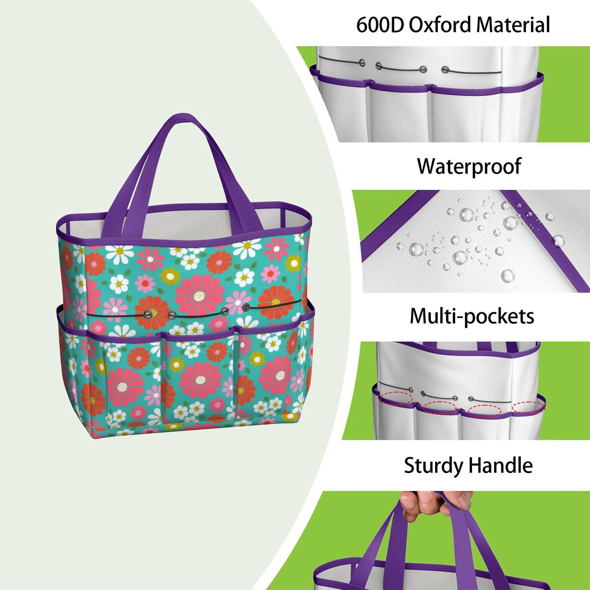 Kate McEnroe New York Retro Floral Garden Tool Tote Bag Gardening Organizer CaddyGarden Tool BagKiELgb7cwh