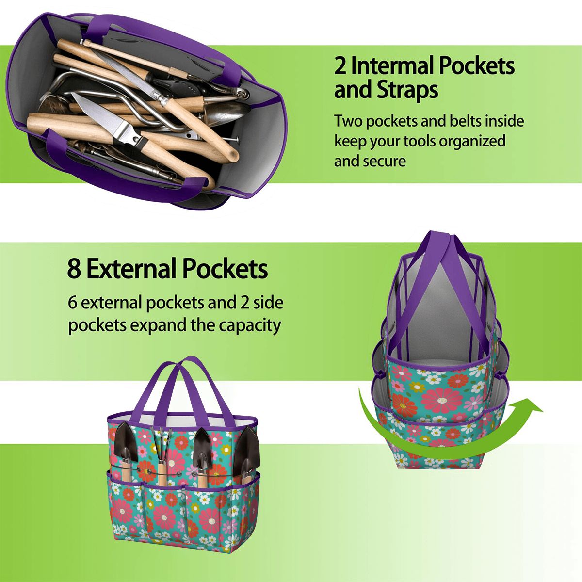 Kate McEnroe New York Retro Floral Garden Tool Tote Bag Gardening Organizer CaddyGarden Tool BagKiELgb7cwh