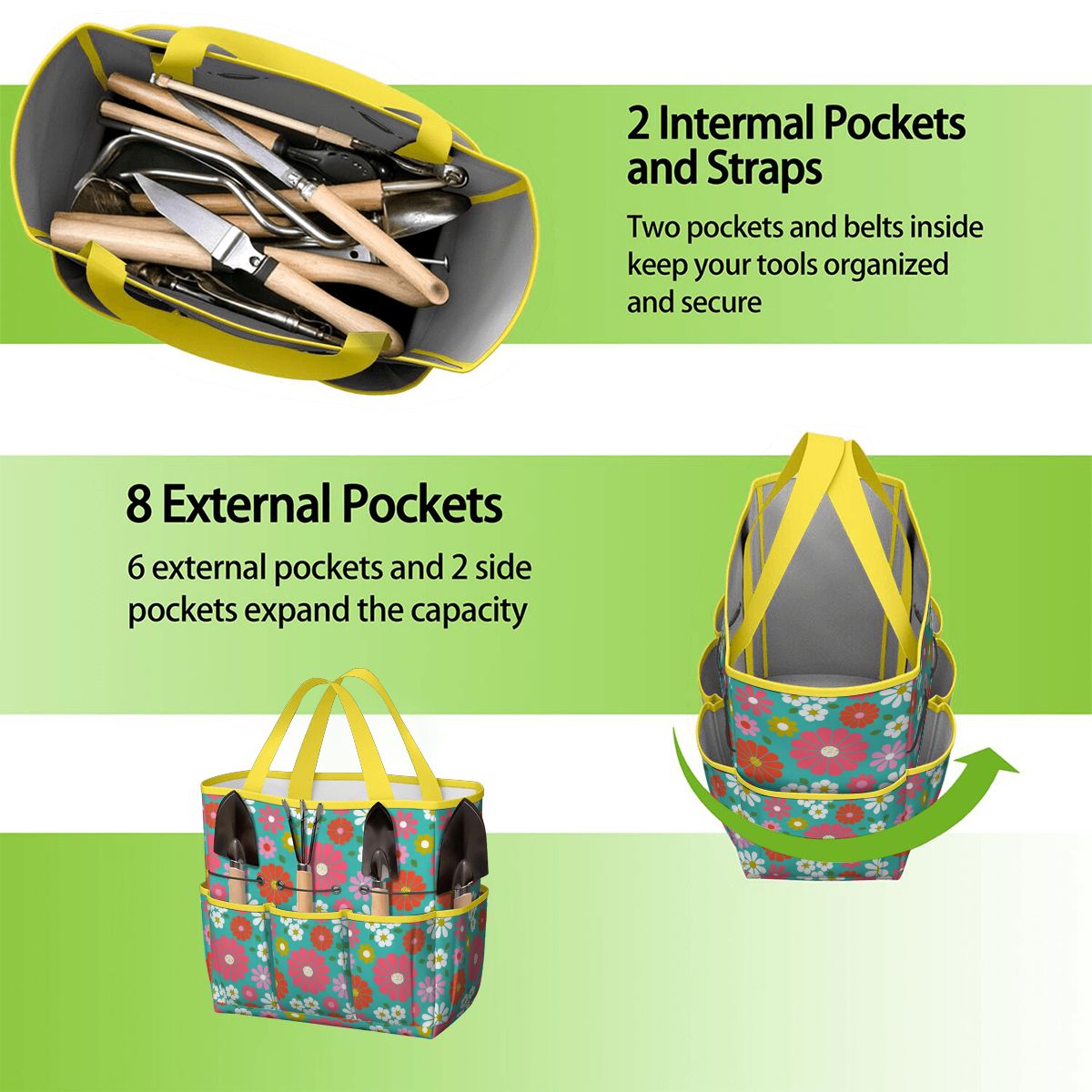 Kate McEnroe New York Retro Floral Garden Tool Tote Bag Gardening Organizer CaddyGarden Tool BagKiELgb7cwh