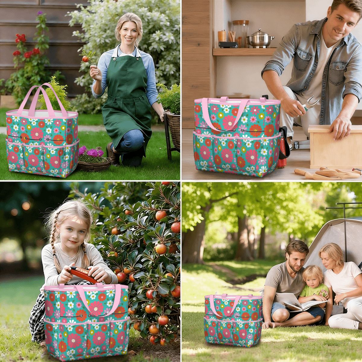 Kate McEnroe New York Retro Floral Garden Tool Tote Bag Gardening Organizer CaddyGarden Tool BagKiELgb7cwh