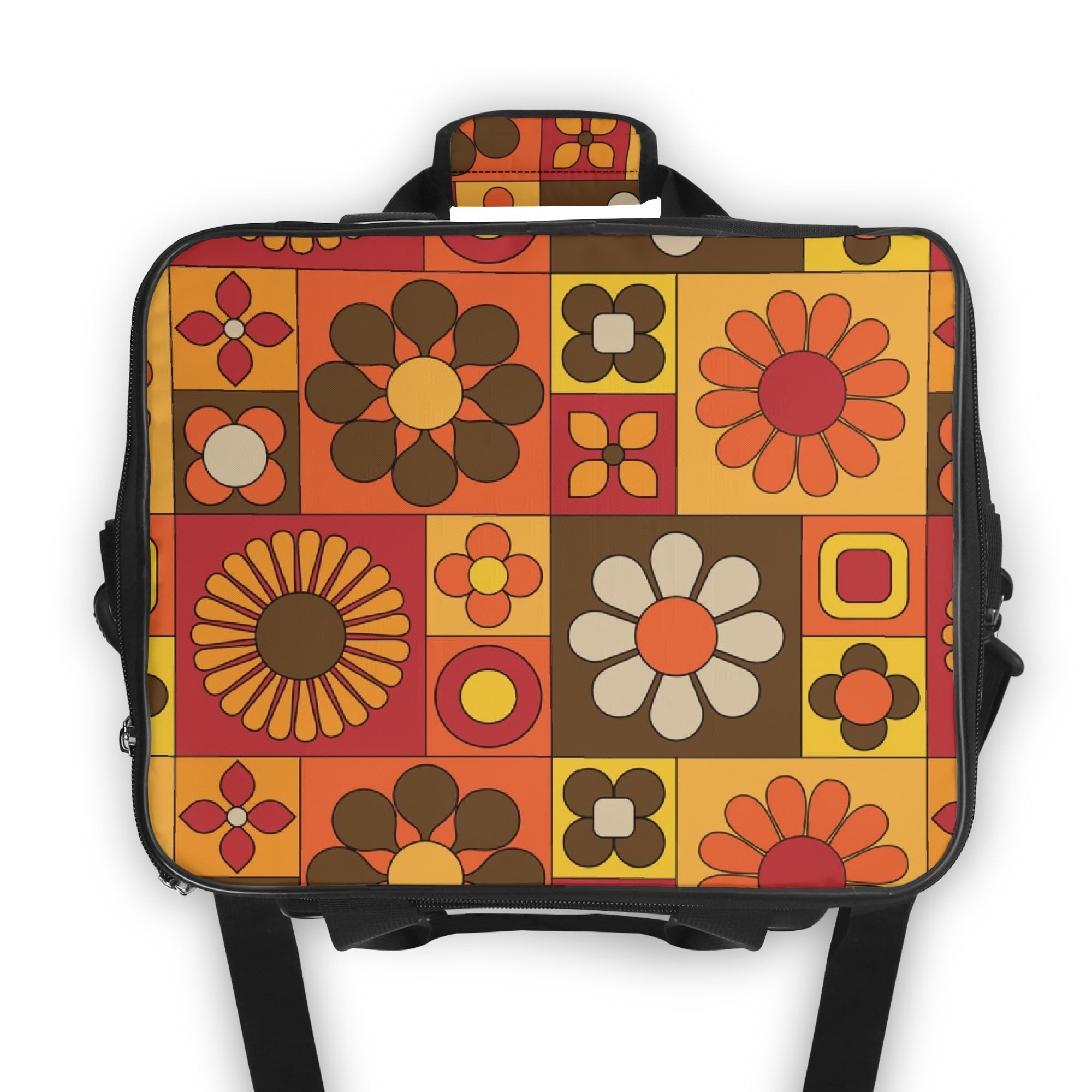 Kate McEnroe New York Retro Floral Insulated Cooler Bag, Mid Century Modern Picnic Lunch Tote, 70s MCM Groovy Flower Power Thermal CarrierLunch BagsNO5G440W - 1