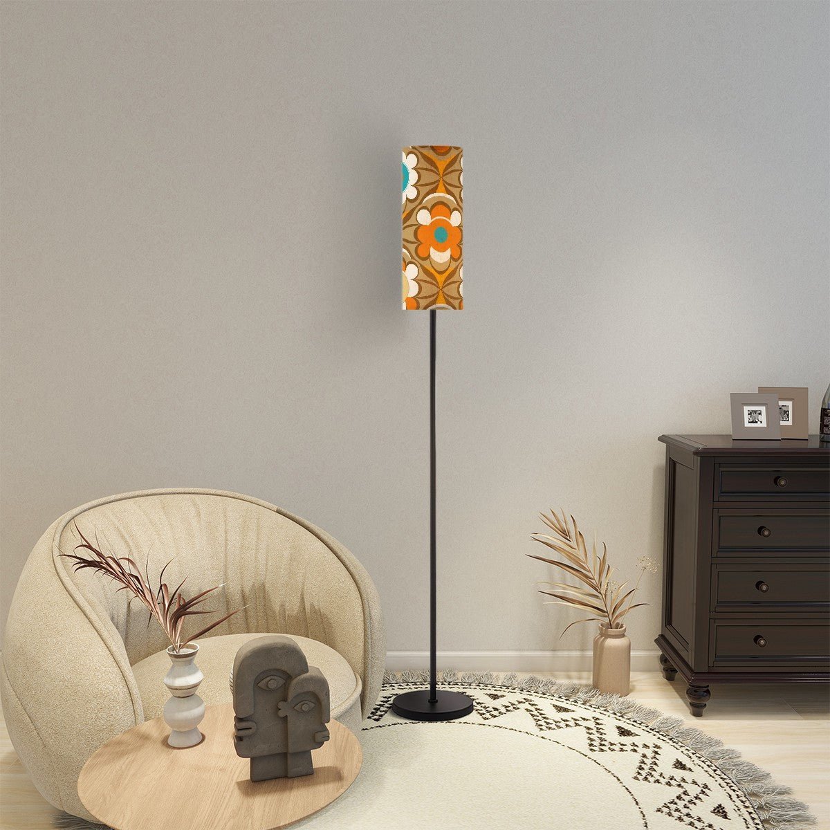 Kate McEnroe New York Retro Flower Power Floor Lamp, Mid Century Modern Tall Light, 70s Mod Floral Standing Lamp, Boho Chic Vintage Lighting, MCM Accent LightFloor LampsUbsoTKuxSt