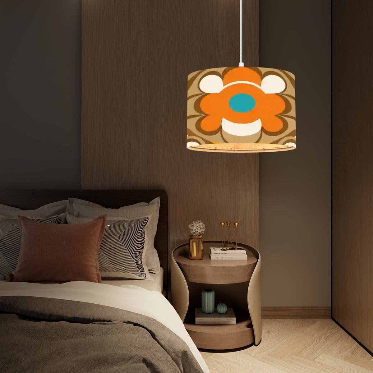 Kate McEnroe New York Retro Flower Power Pendant Lamp, 60s Groovy Mod Lighting, Vintage MCM Floral Decor, Mid Century Modern Hanging Light FixtureCeiling LightingmTeUuC3d0L