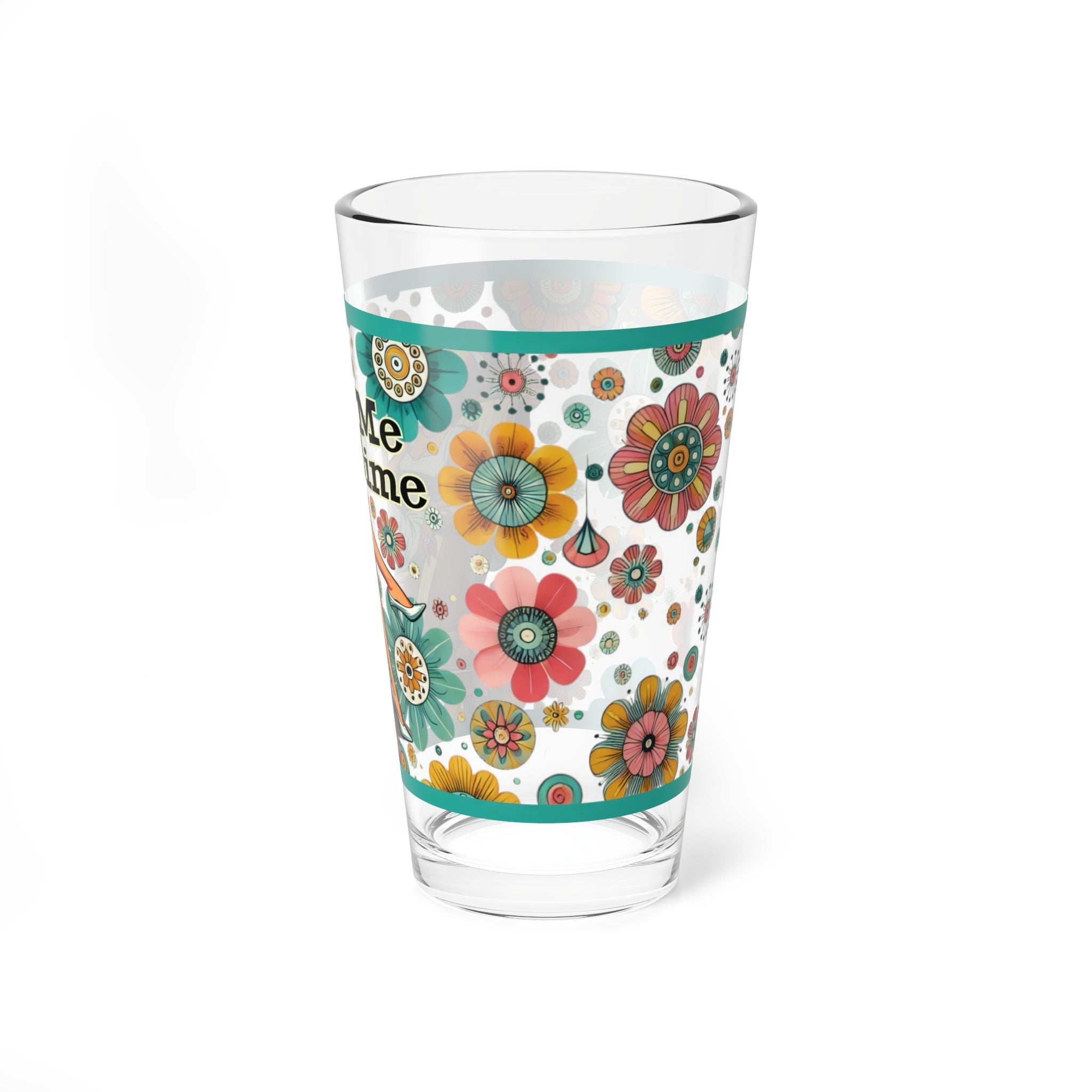 Kate McEnroe New York Retro Flower Power Pint Glass, Mid Century Modern Me Time Shaker, MCM Vintage Style Kitschy Cocktail DrinkwareCocktail Glasses61234739300155154832