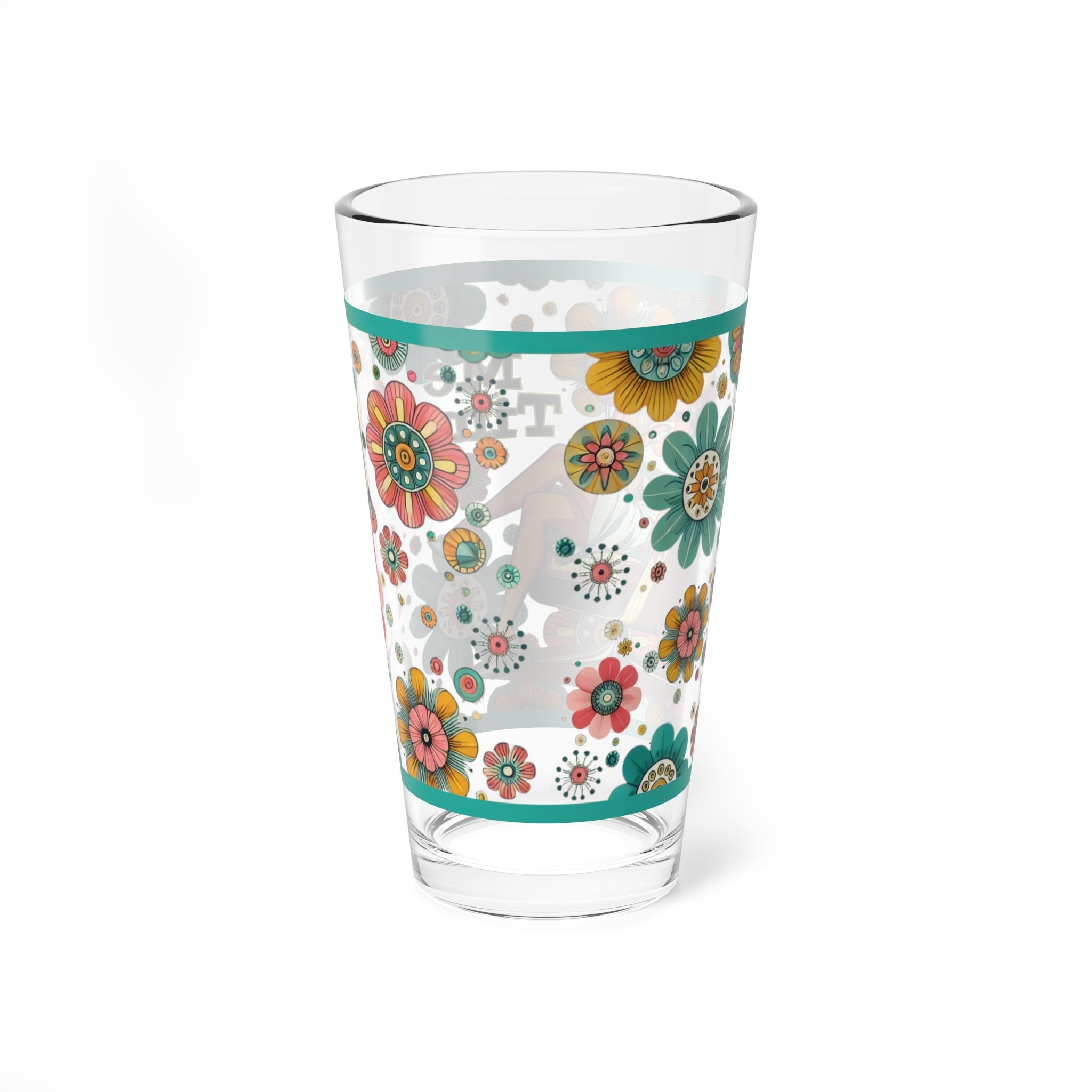 Kate McEnroe New York Retro Flower Power Pint Glass, Mid Century Modern Me Time Shaker, MCM Vintage Style Kitschy Cocktail DrinkwareCocktail Glasses61234739300155154832