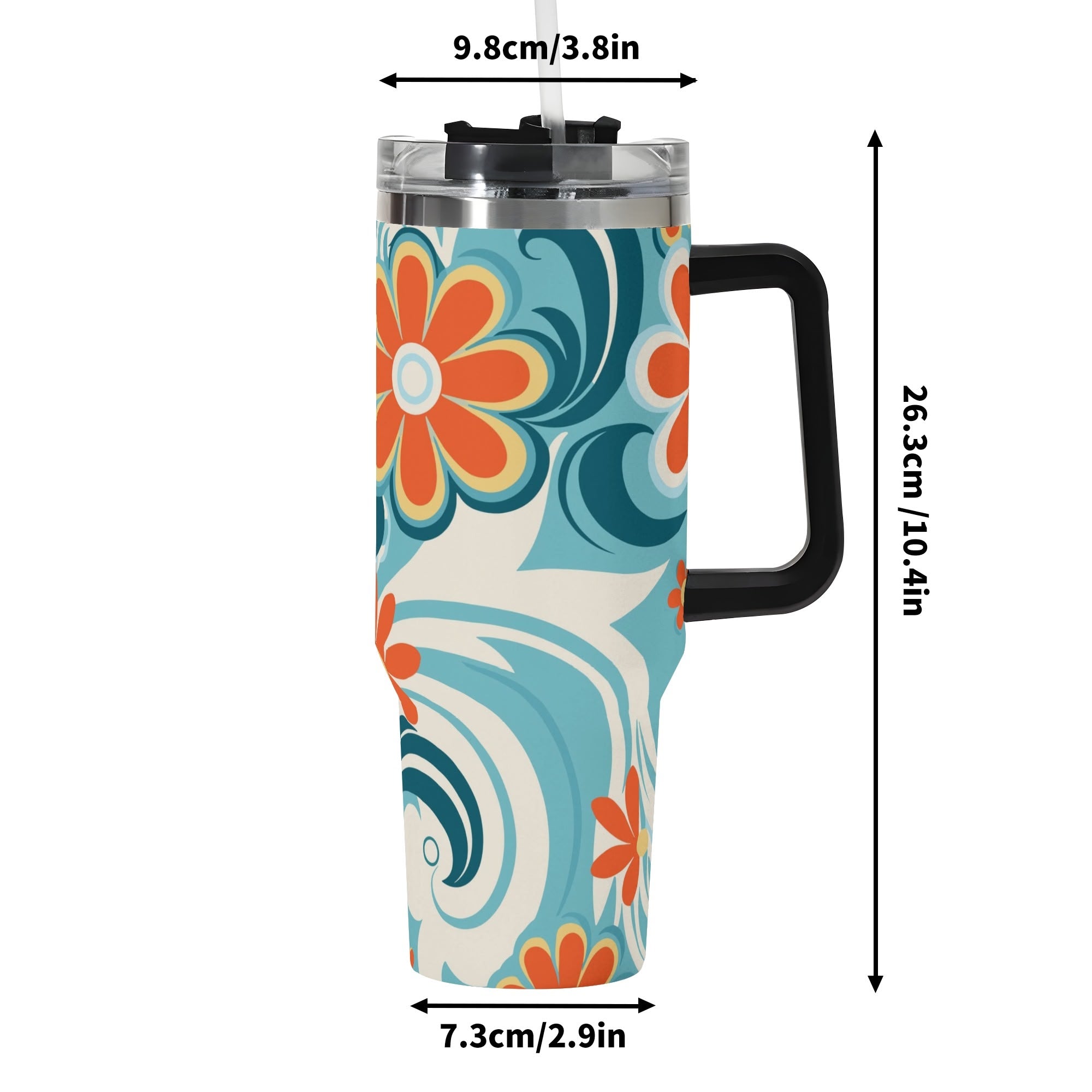 Kate McEnroe New York Retro Flower Power Travel Tumbler, Mid Century Modern Groovy Drink Cup, 60s Mod Floral Office Cup, Vintage Style HydrationTumblersY57X8VVW - 1