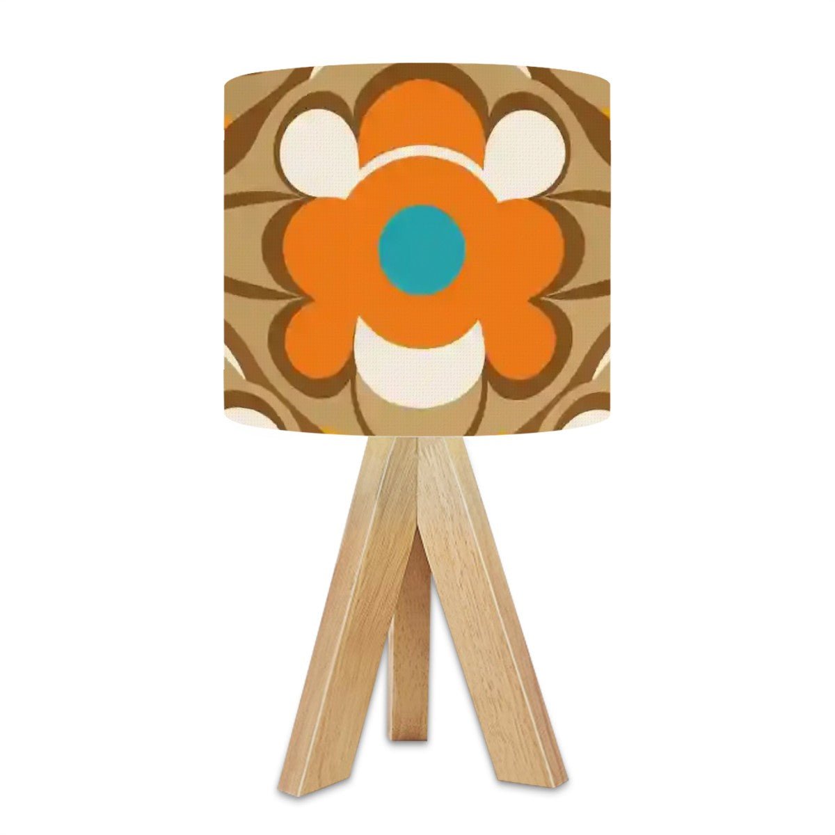 Kate McEnroe New York Retro Flower Power Tripod Lamp, 70s Boho Floral Accent Light, Mid Century Modern Table Lamp, Vintage Orange, Brown, Turquoise MCM LightingTable LampsJYuvlQ2Xzn
