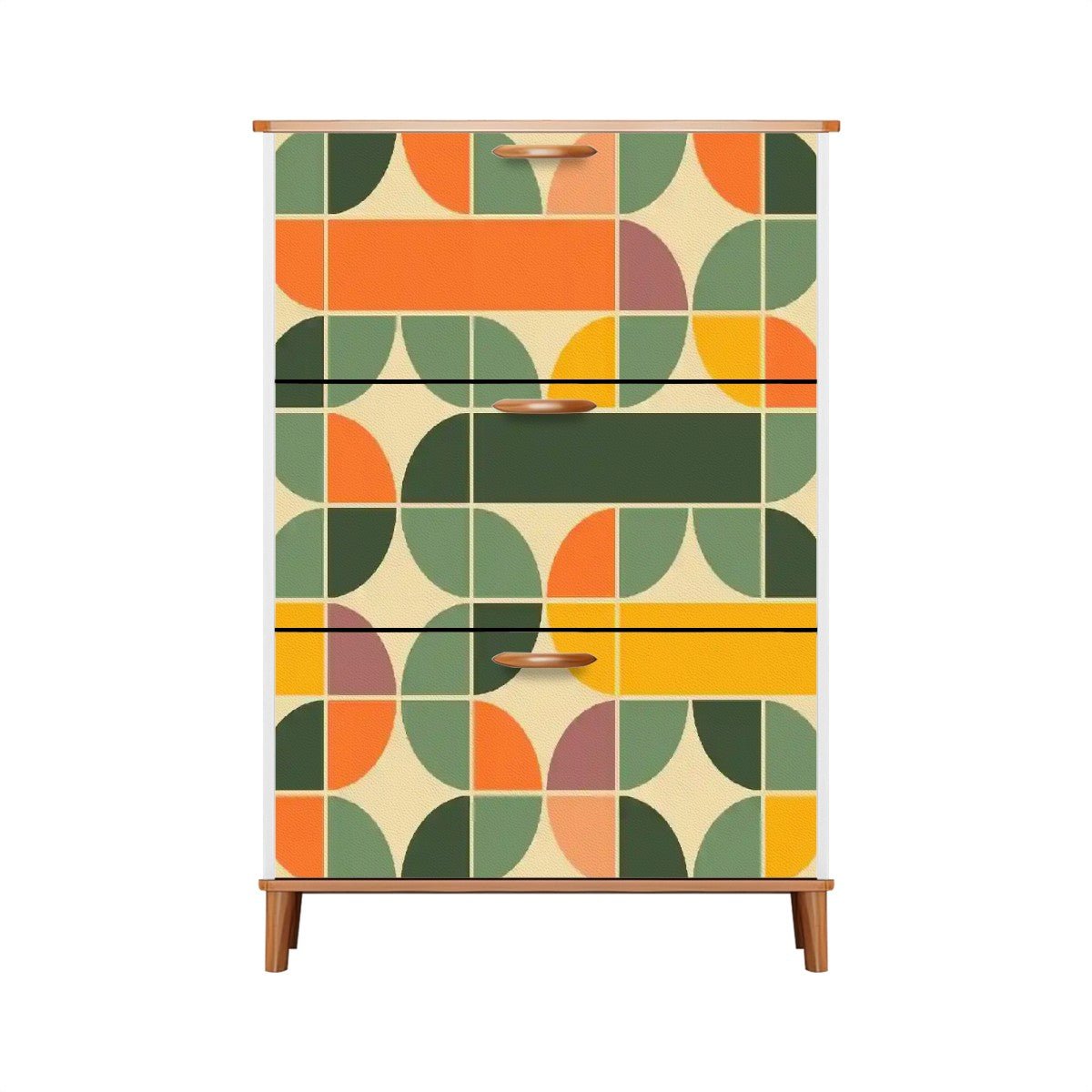 Kate McEnroe New York Retro Geometric Mid Century Modern Shoe Cabinet, MCM Avocado Green, Mustard Yellow Storage AccentShoe Storagew7zwecuFPy