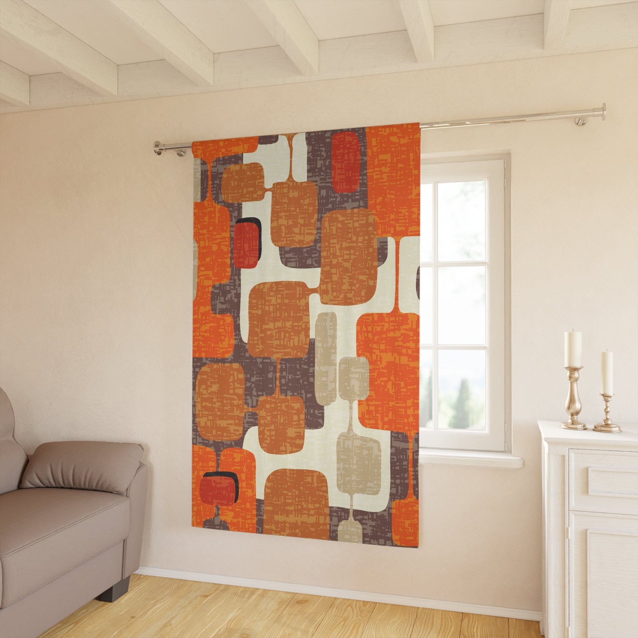 Kate McEnroe New York Retro Geometric Mid Century Modern Window Curtain, Vintage Atomic Age Decor, MCM Curtain Panels, Living Room, Bedroom Decor - 126981823Window CurtainsW3D - GRO - DES - SH2