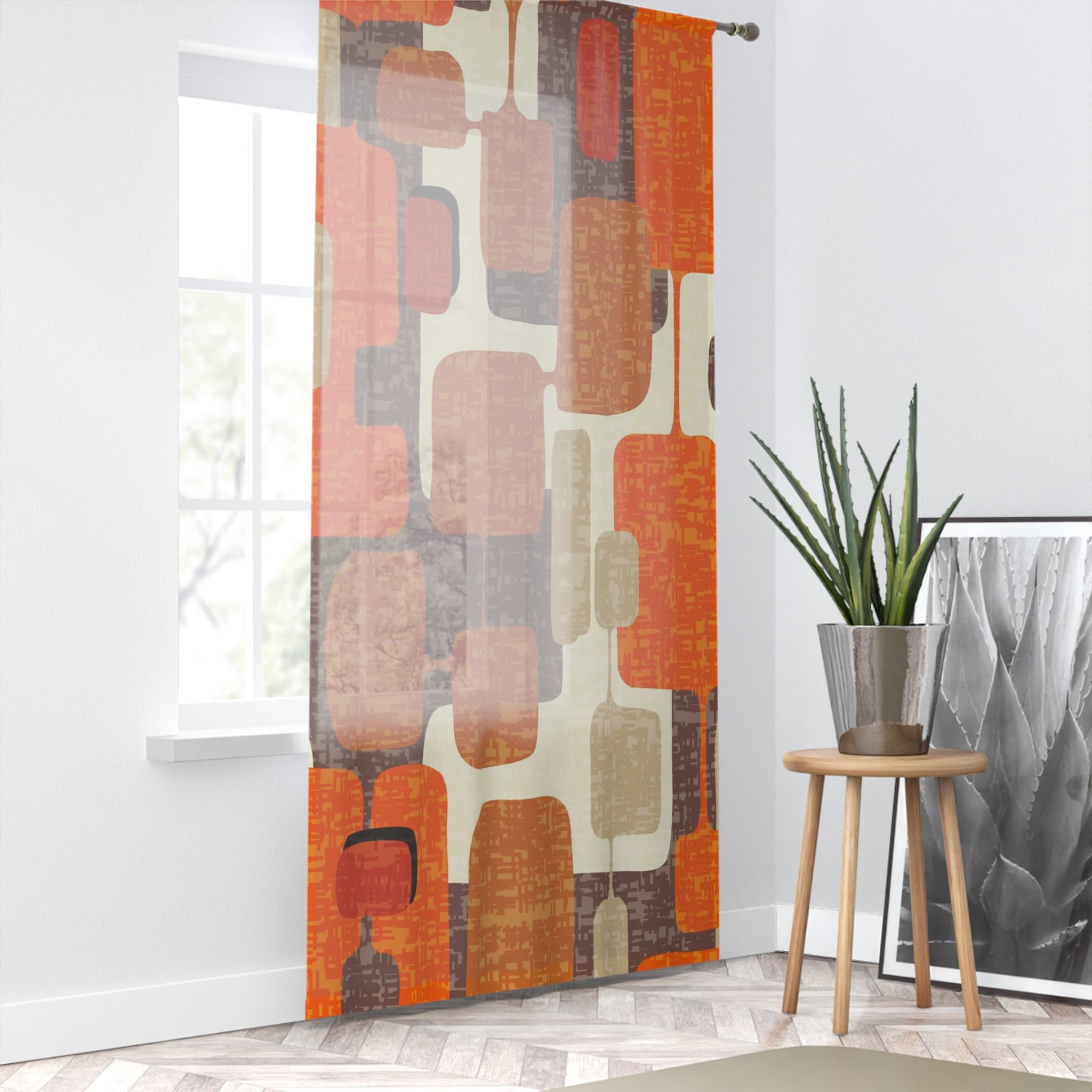 Kate McEnroe New York Retro Geometric Mid Century Modern Window Curtain, Vintage Atomic Age Decor, MCM Curtain Panels, Living Room, Bedroom Decor - 126981823Window CurtainsW3D - GRO - DES - SH2