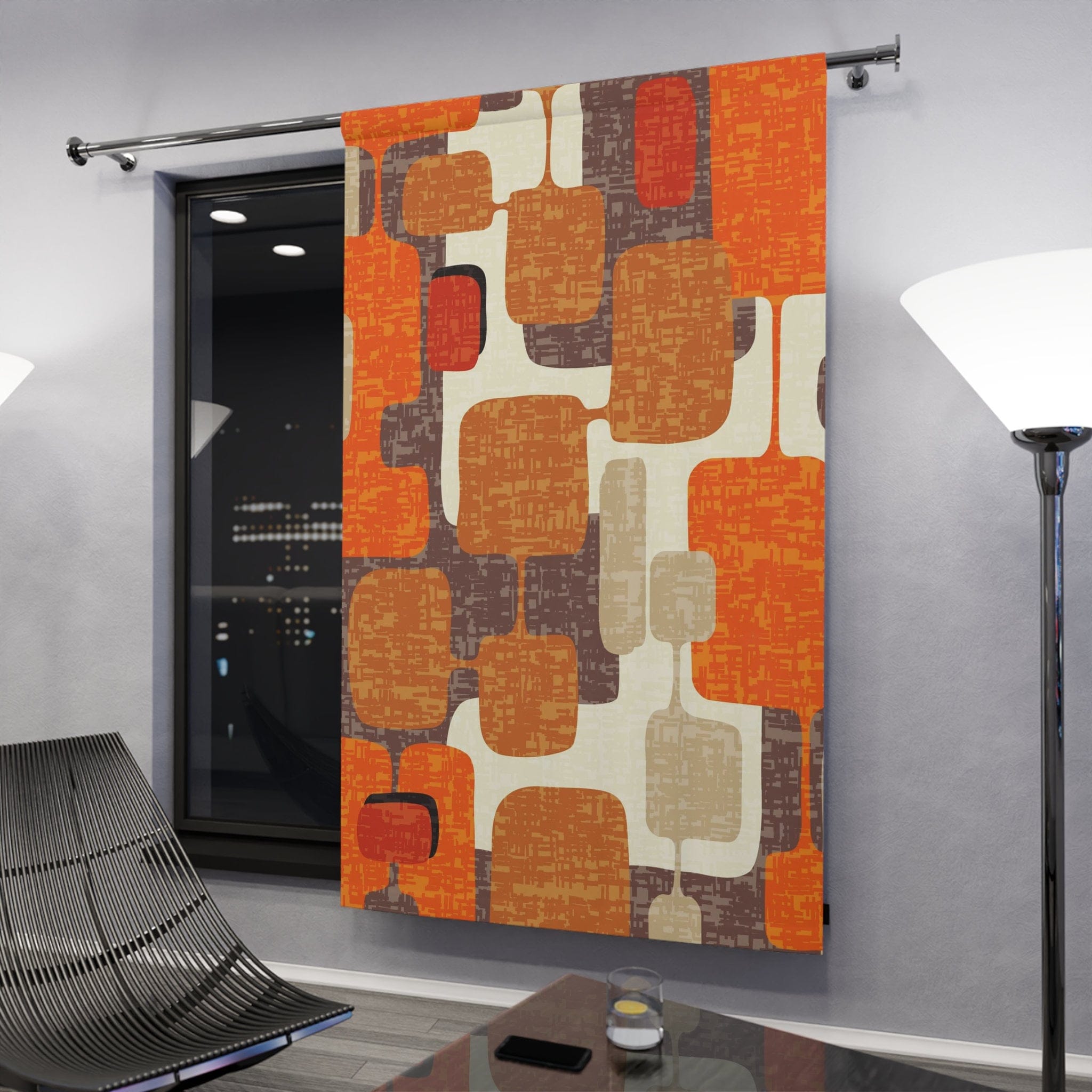 Kate McEnroe New York Retro Geometric Mid Century Modern Window Curtain, Vintage Atomic Age Decor, MCM Curtain Panels, Living Room, Bedroom Decor - 126981823Window CurtainsW3D - GRO - DES - SH2
