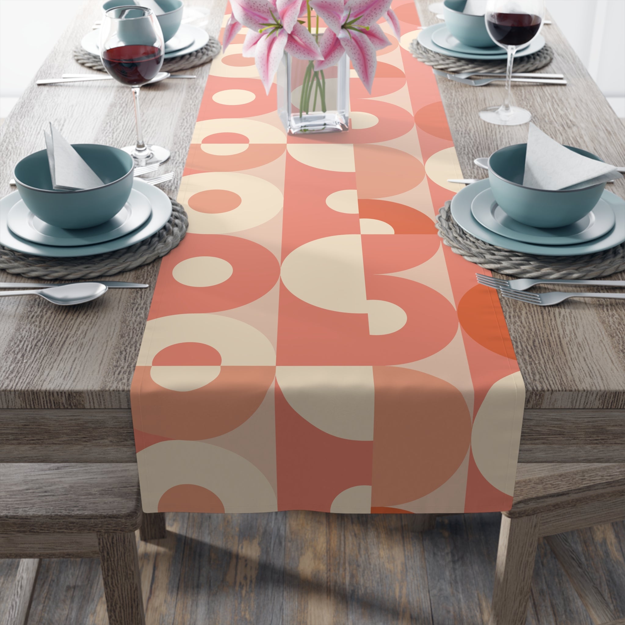 Kate McEnroe New York Retro Geometric Orb Table Runner, Mid Century Modern Dining AccentTable Runners26558755908261425799