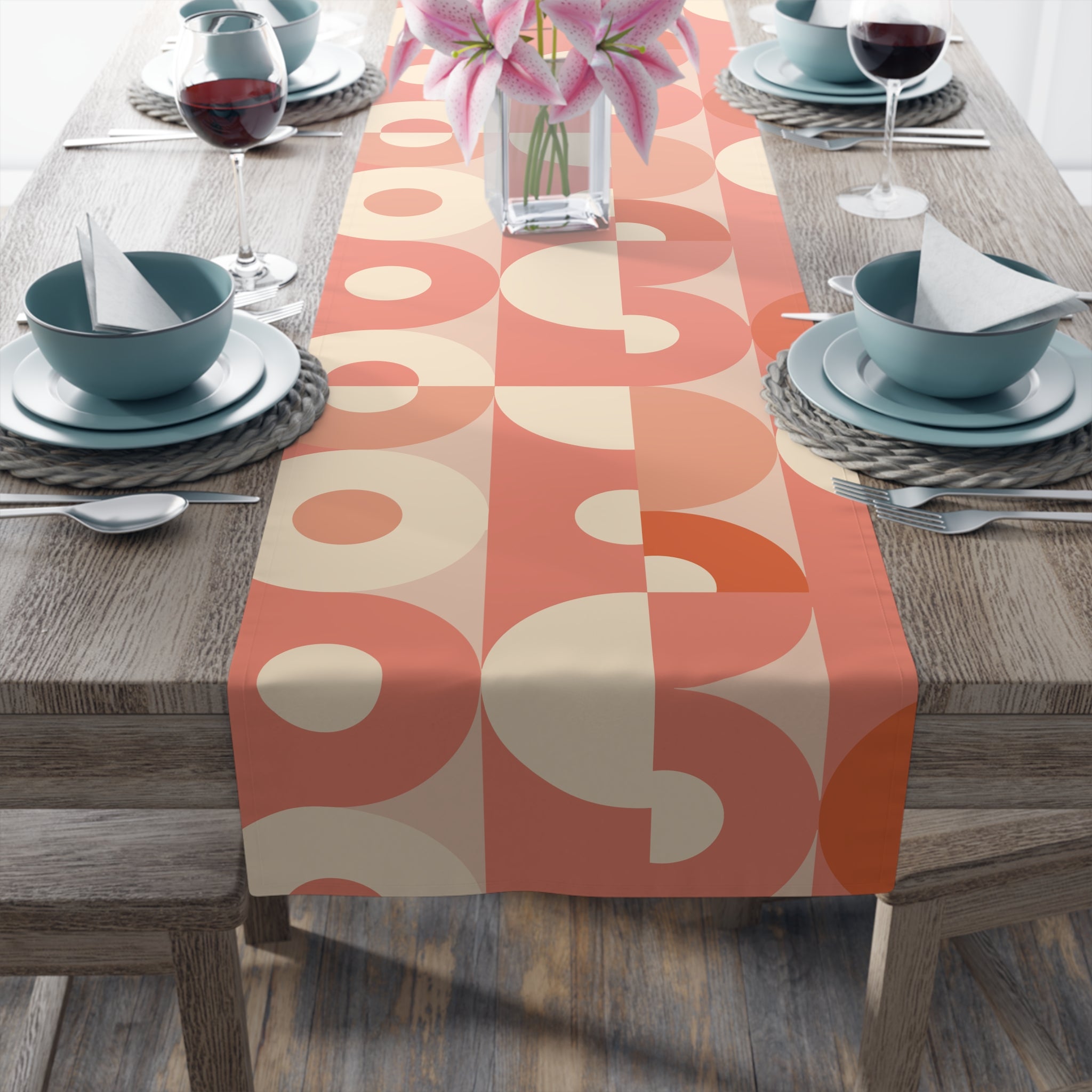 Kate McEnroe New York Retro Geometric Orb Table Runner, Mid Century Modern Dining AccentTable Runners26558755908261425799