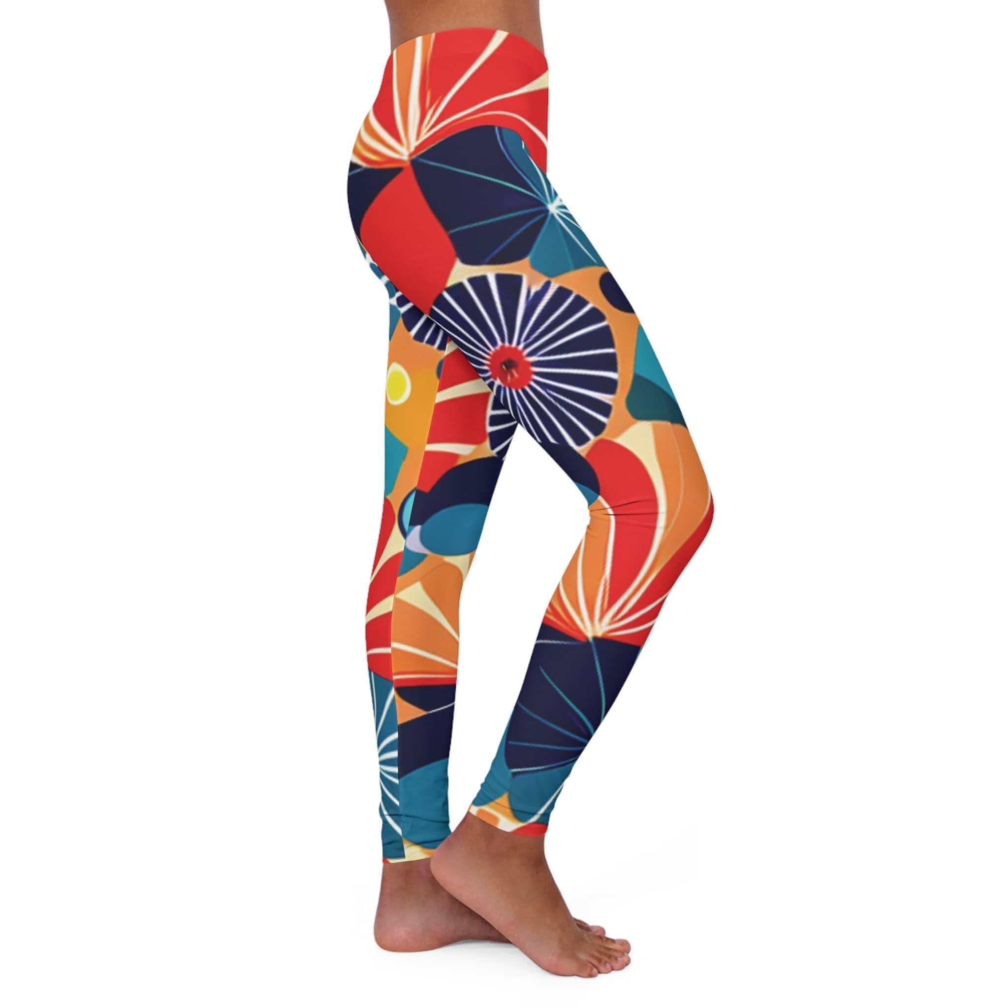 Kate McEnroe New York Retro Geometric Pattern Leggings - Stretchy Skinny Fit with Bold Mid - Century ColorsLeggings25067179675775556342