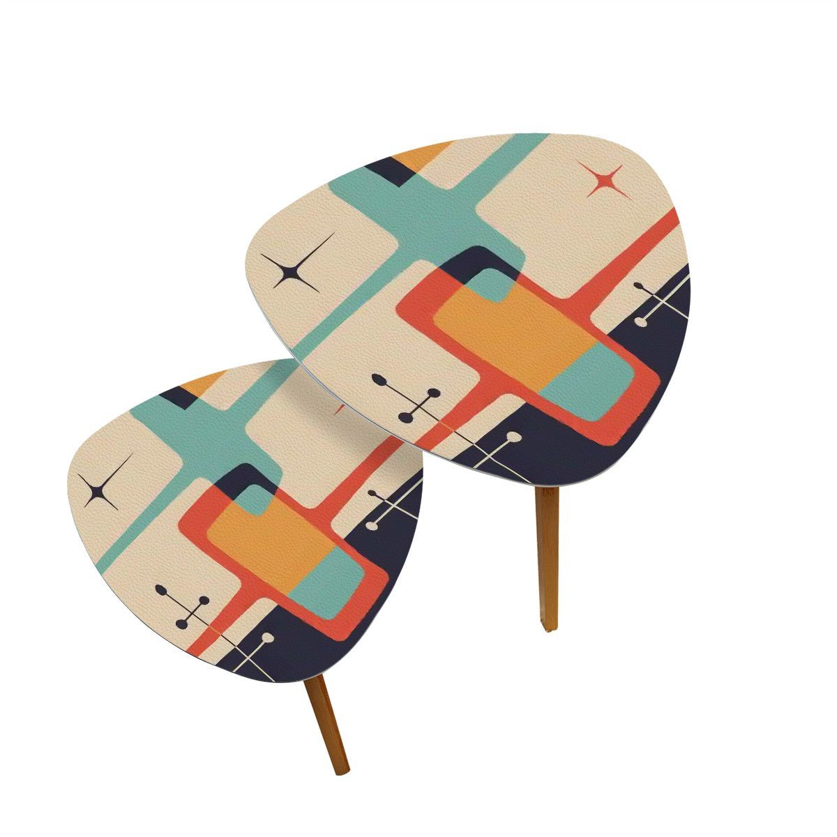 Kate McEnroe New York Retro Geometric Starburst Nesting Tables, Mid Century Modern 50s Atomic Abstract Side Tables, Vintage Accent FurnitureAccent TablesvW1TDi9q9O