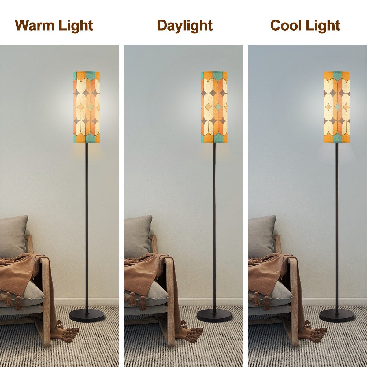 Kate McEnroe New York Retro Geometric Tall Floor Lamp, Mid Century Modern Orange Teal Mod LightingFloor Lamps7UcLRkrXId